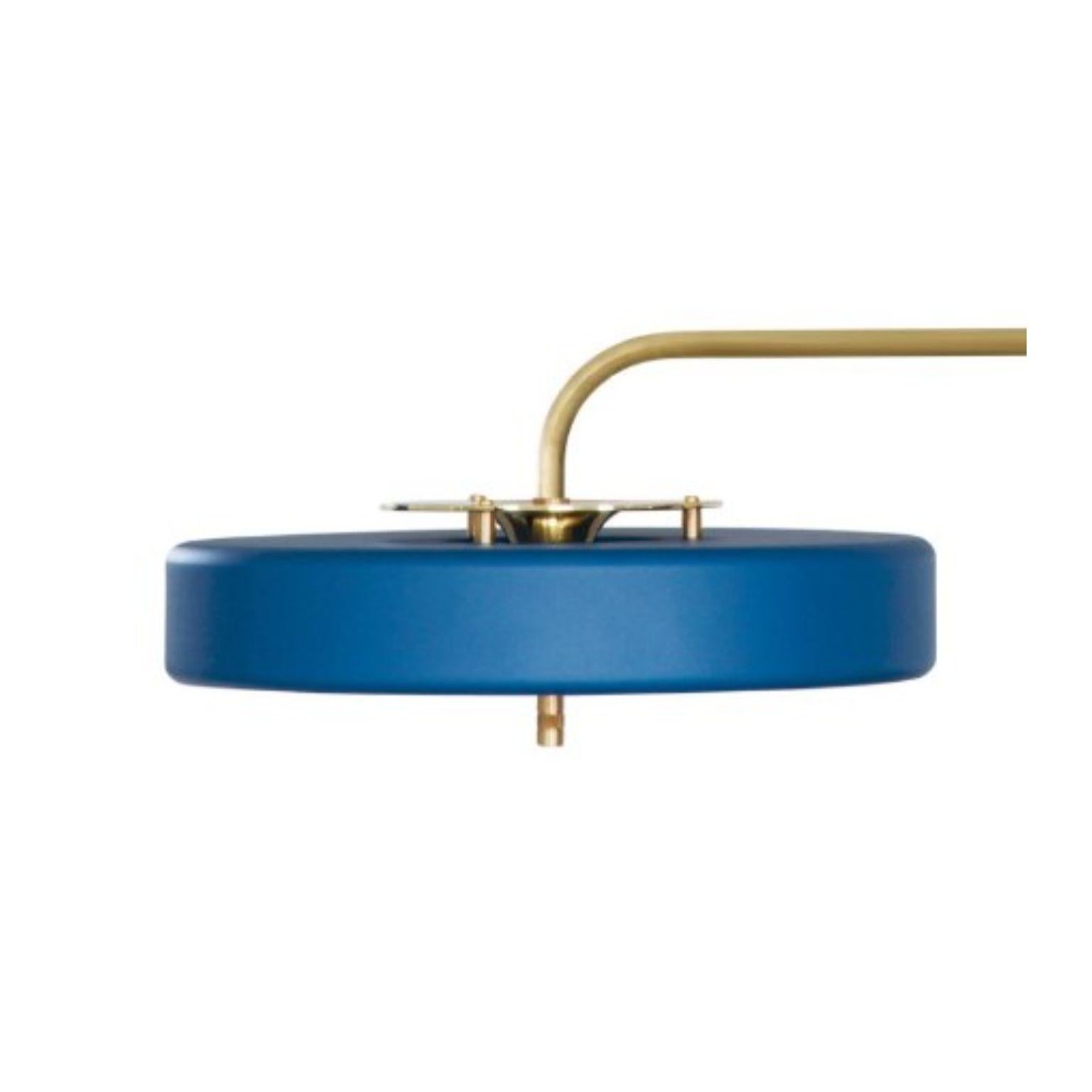 Modern Revolve Wall Light, Brushed Brass, Blue by Bert Frank For Sale