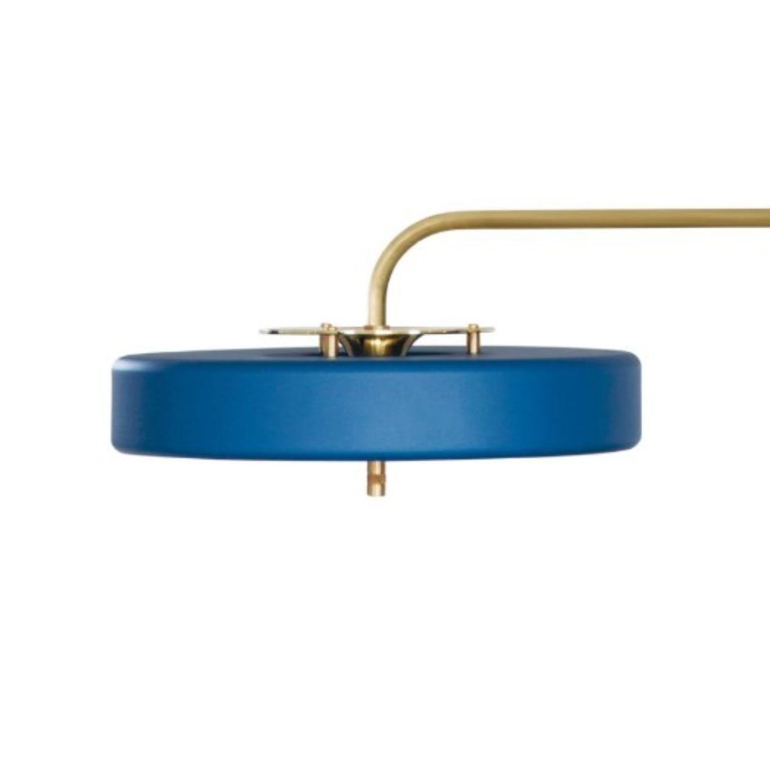British Revolve Wall Light, Brushed Brass, Blue by Bert Frank For Sale