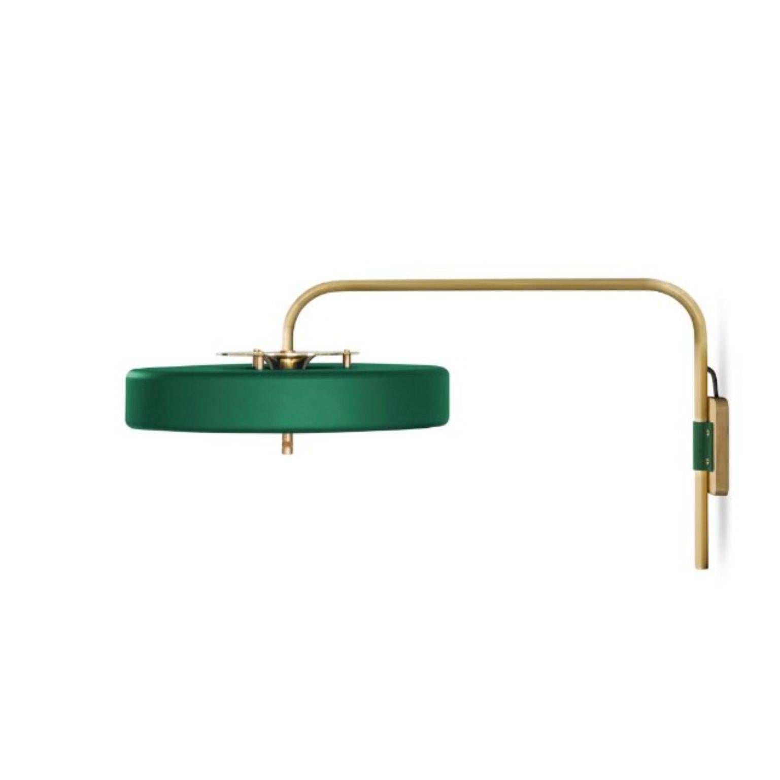 British Revolve Wall Light, Brushed Brass, Green by Bert Frank For Sale