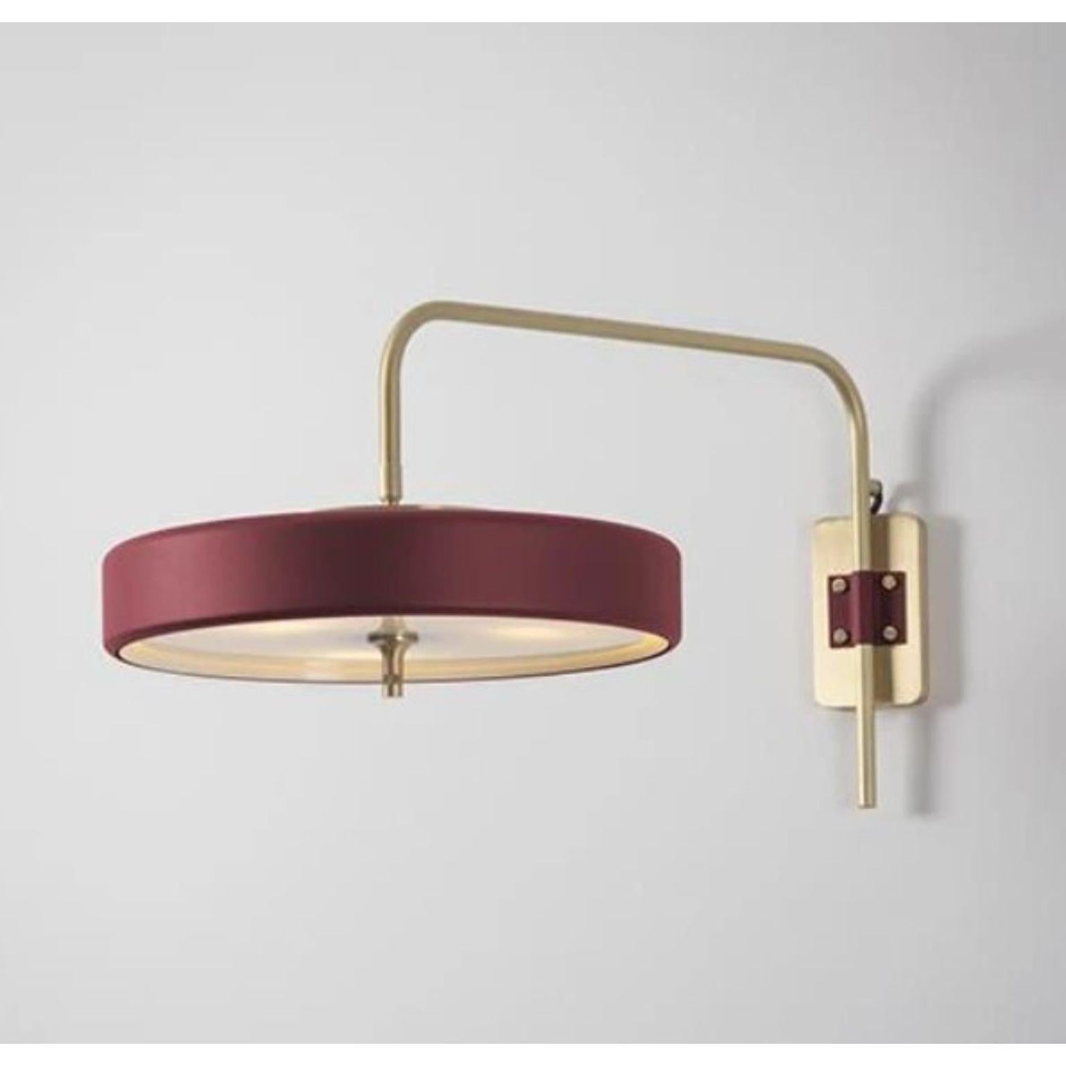 Modern Revolve Wall Light, Brushed Brass, Oxblood by Bert Frank For Sale