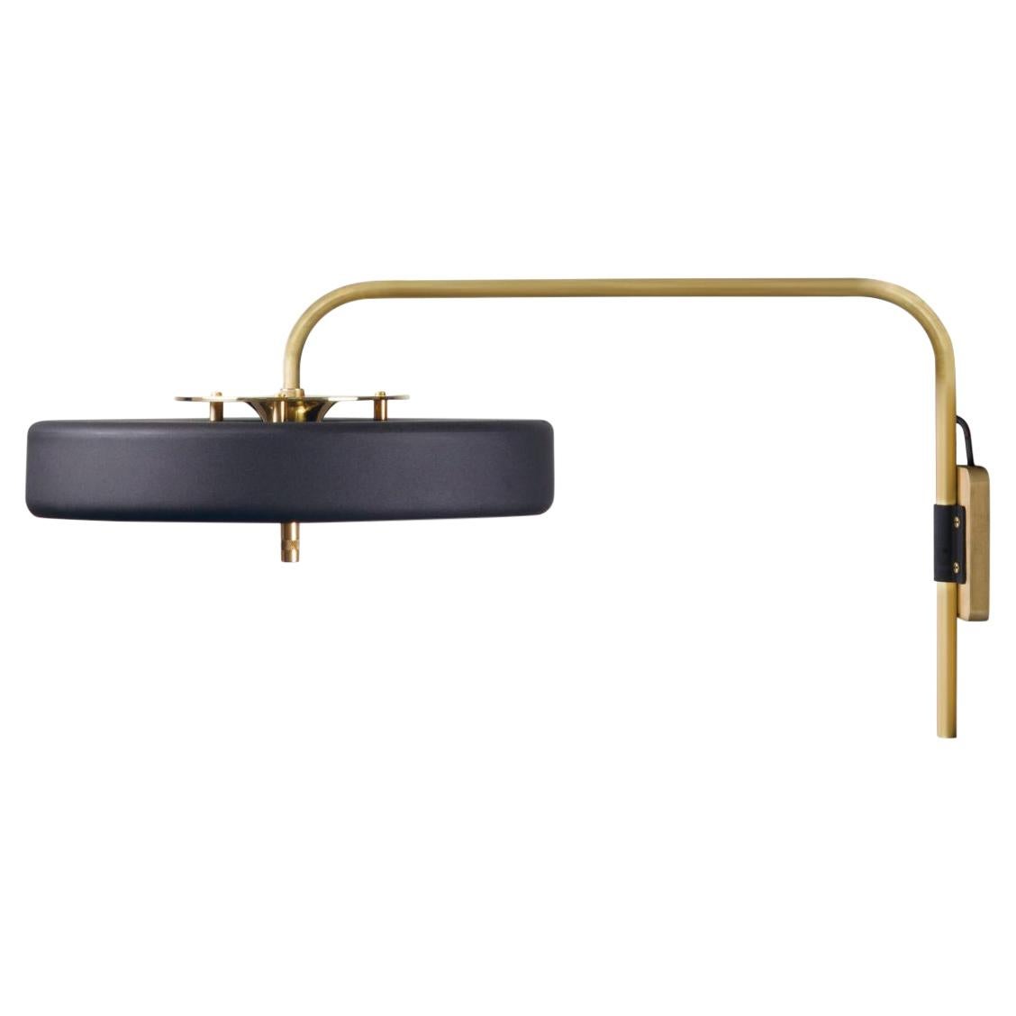 Revolve Wall Light, Polished Brass, Black by Bert Frank