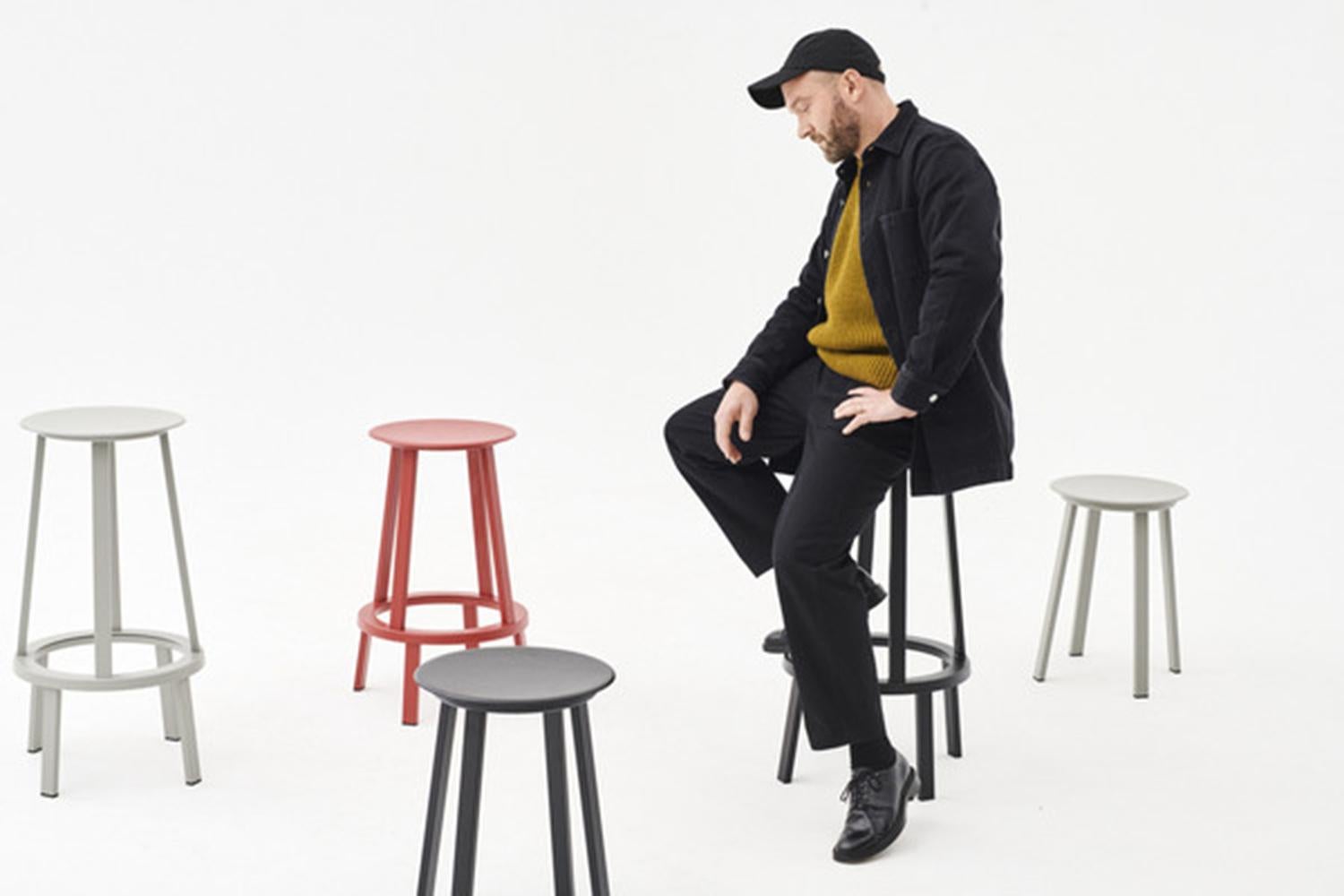 Revolver Bar Stool, Rotatable High, Sky Grey, by Leon Ransmeier for Hay For Sale 3