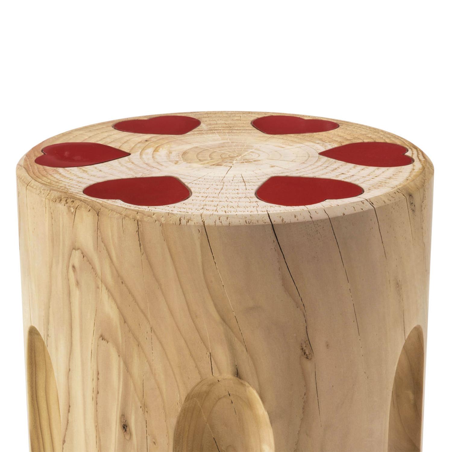 Italian Revolvheart Stool in Solid Cedar For Sale