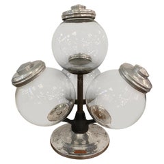 Revolving 4 Jar Counter Table Top Candy Display Glass Iron Aluminum