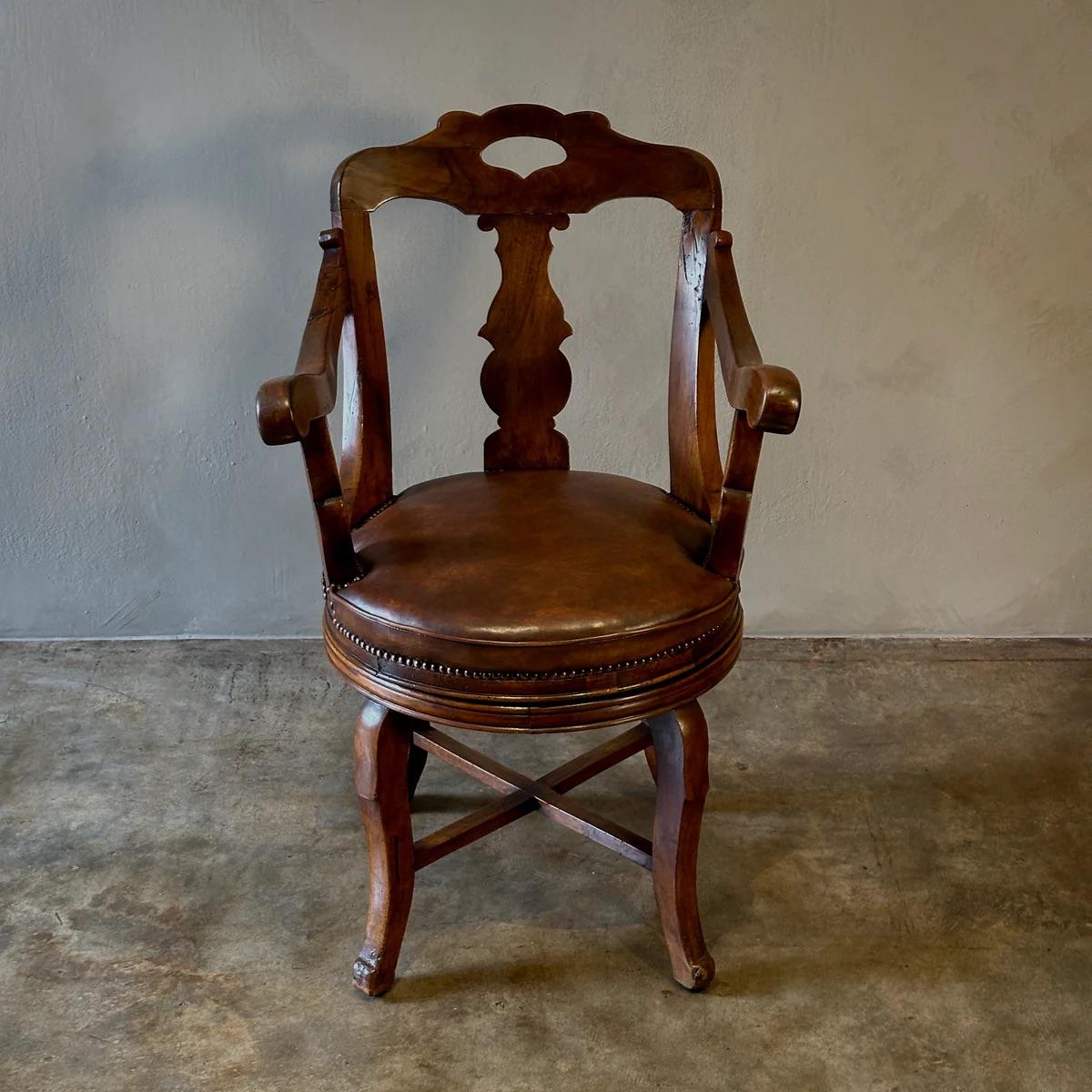 Late 19th Century Revolving Arm Chair by Luigi Filippo For Sale