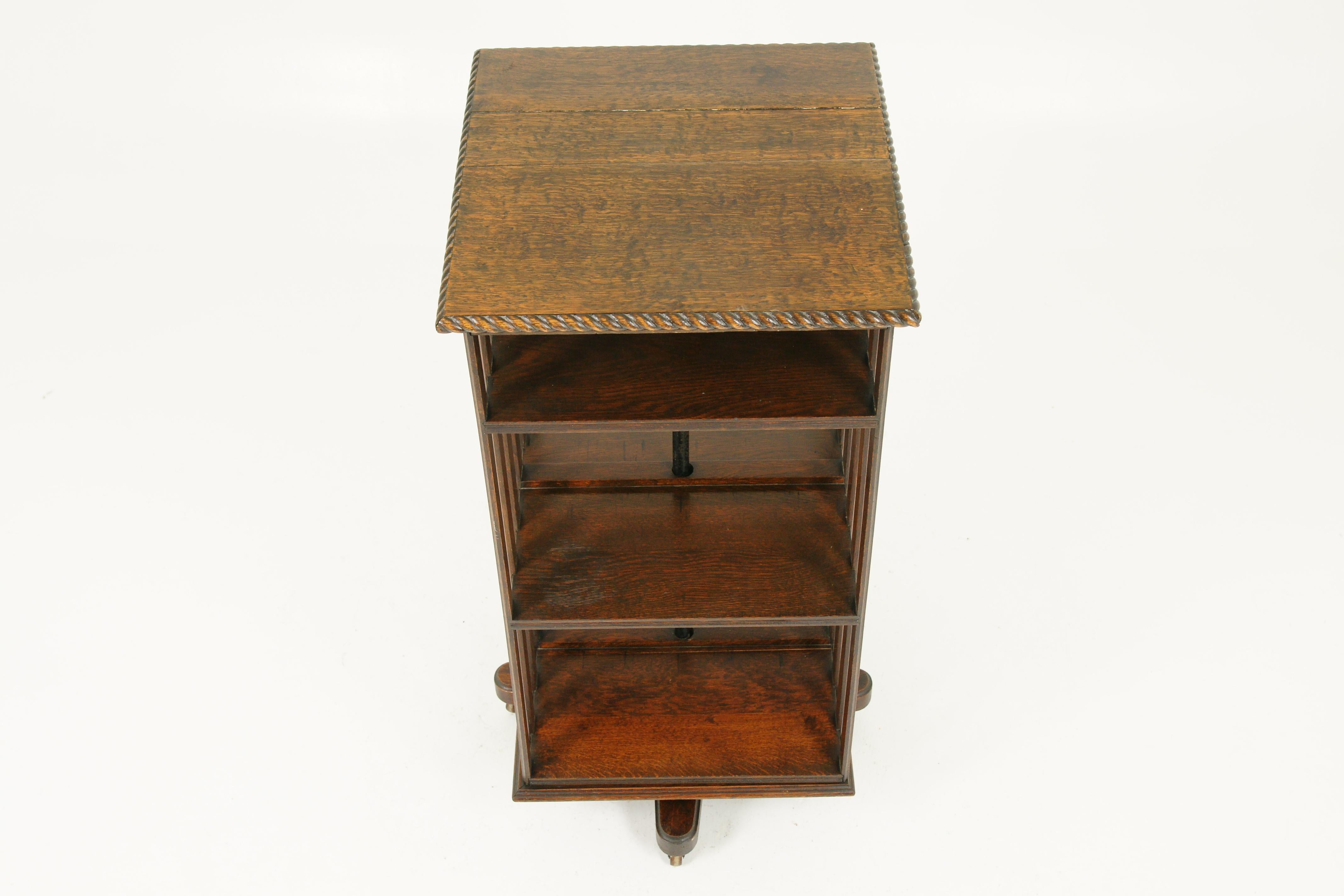 Hand-Crafted Antique Oak Bookcase, Edwardian Revolving Bookcase, Scotland 1910, B1644