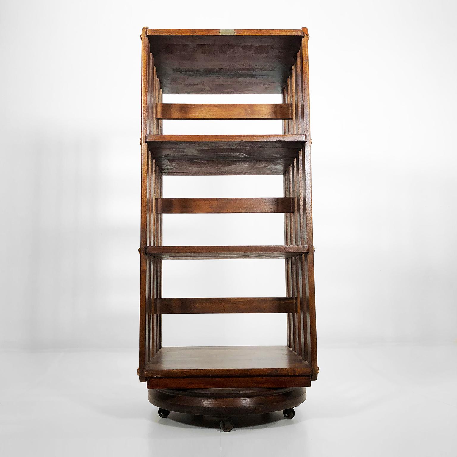 Amazing revolving bookcase by Sargent MFG Co. Muskegon, Mich. revolving system patented in 1880, circa 1900.
