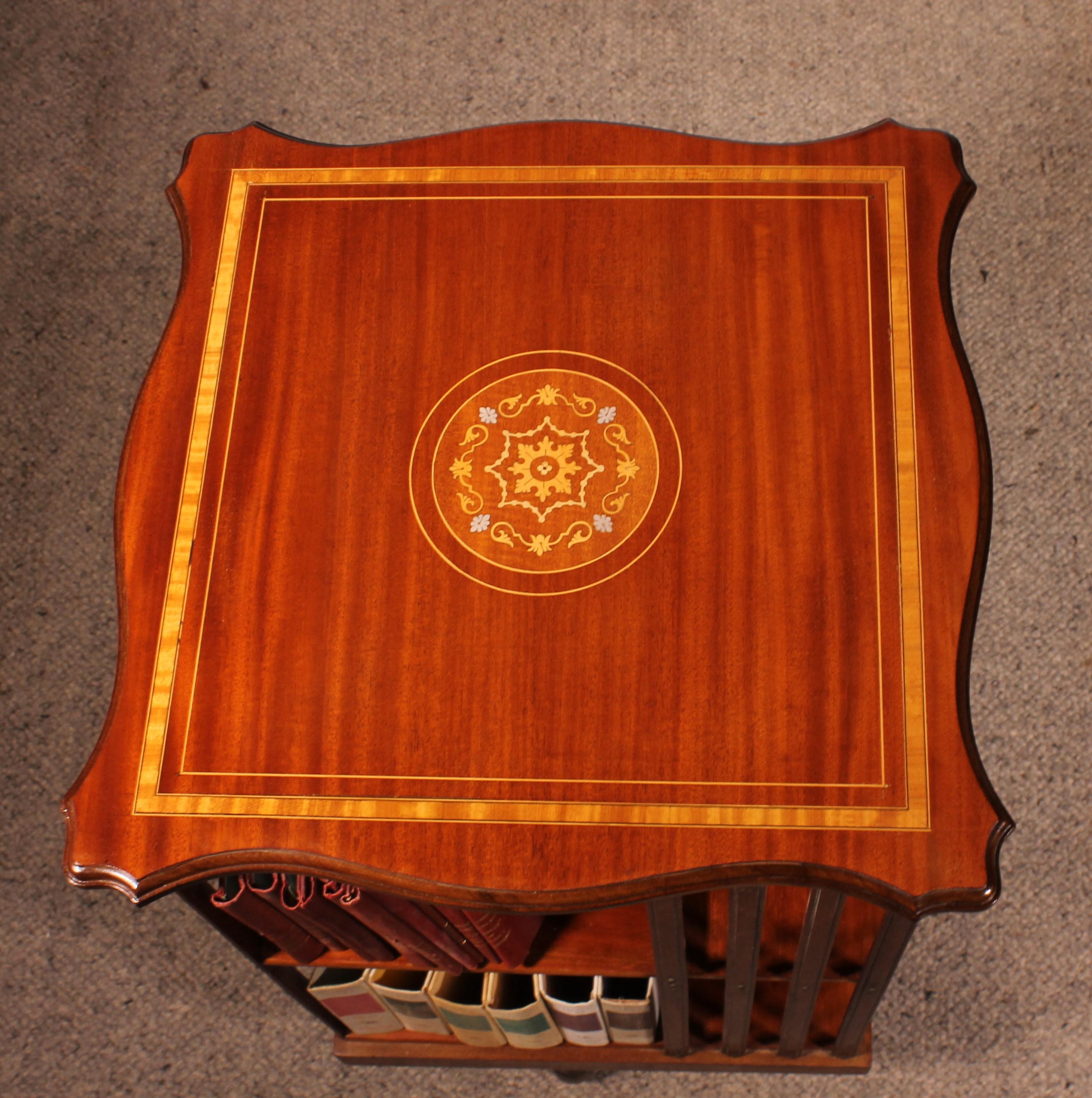 Revolving Bookcase In Mahogany And Inlays - 19th Century For Sale 5