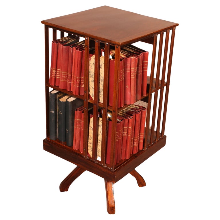 Revolving Bookcase In Mahogany And Inlays 19th Century For Sale at