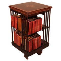 Revolving Bookcase in Mahogany and Inlays, 19th Century