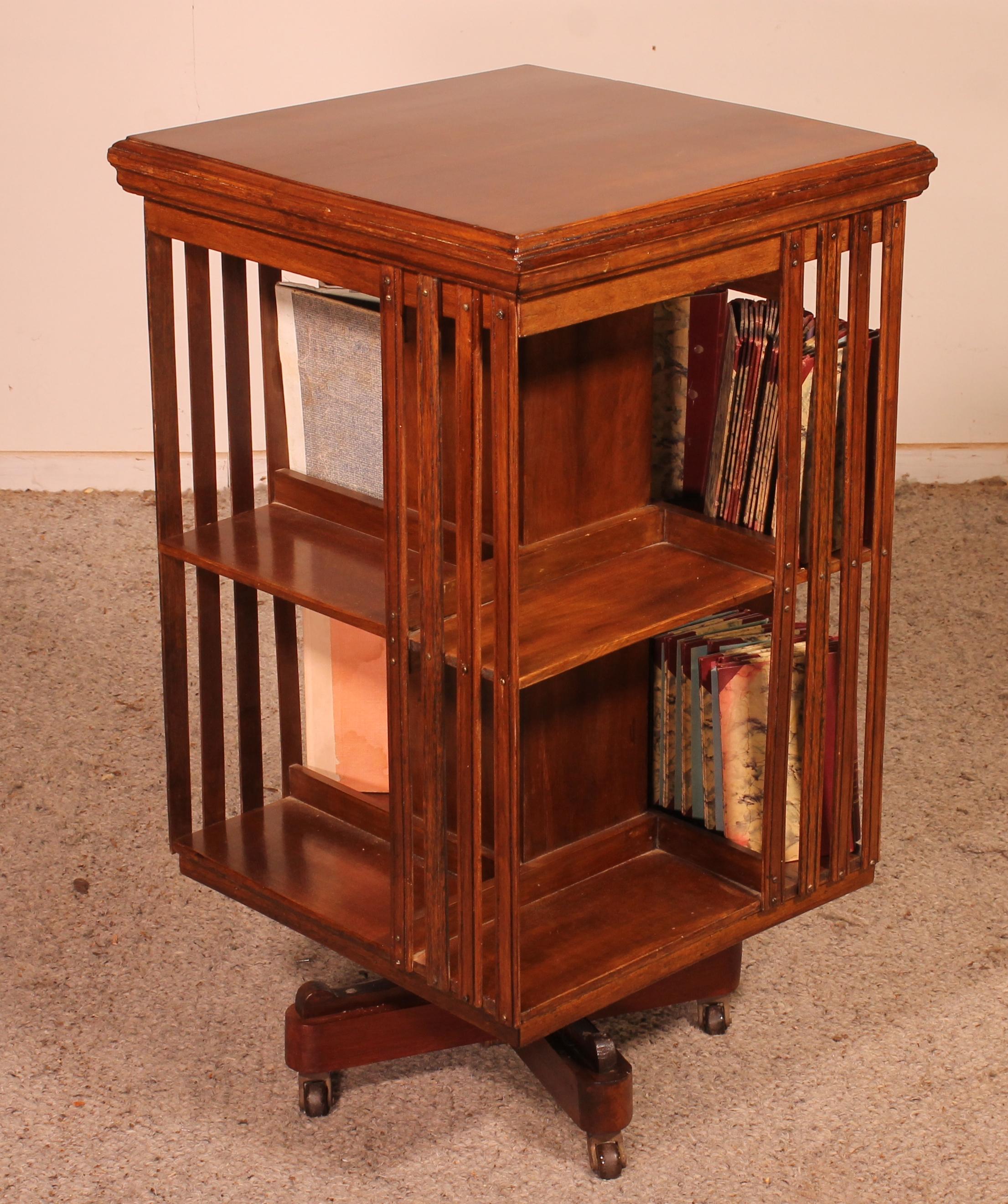 British Revolving Bookcase in Walnut-19th Century For Sale