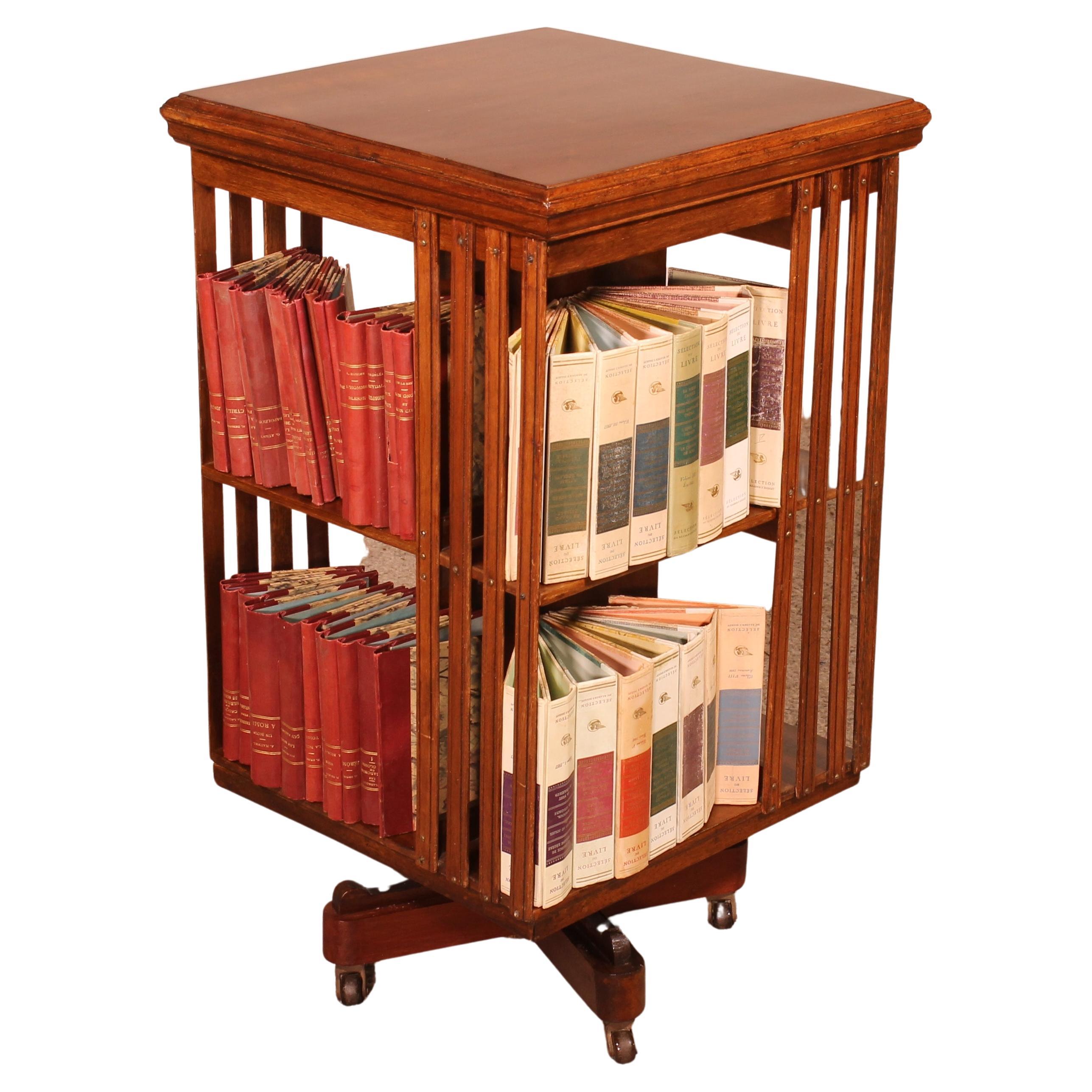 Revolving Bookcase in Walnut-19th Century