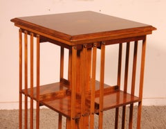 Revolving Bookcase In Yew Wood And Marquetry Medallion