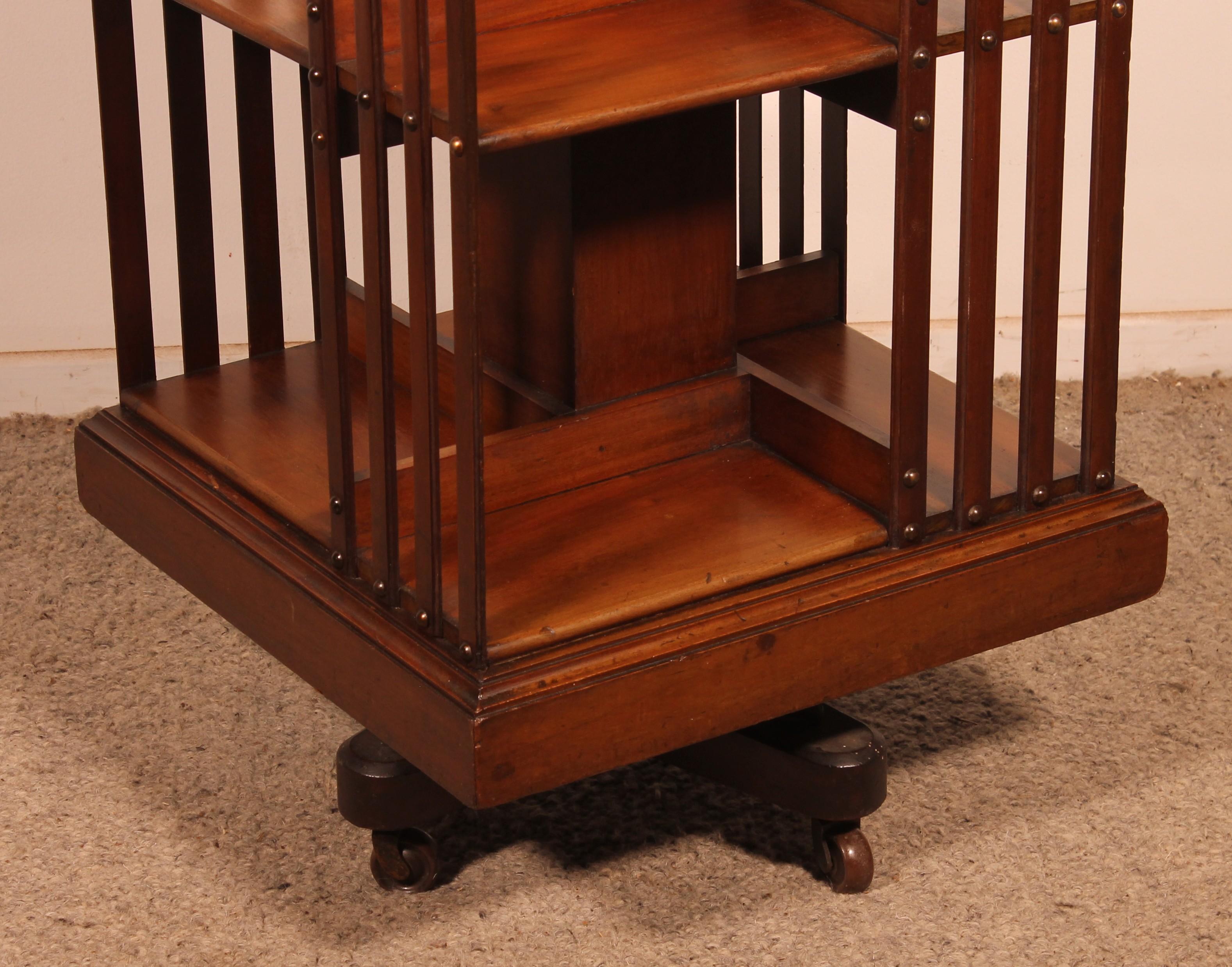 Late Victorian Revolving Bookcase With Iron Base - 19th Century For Sale