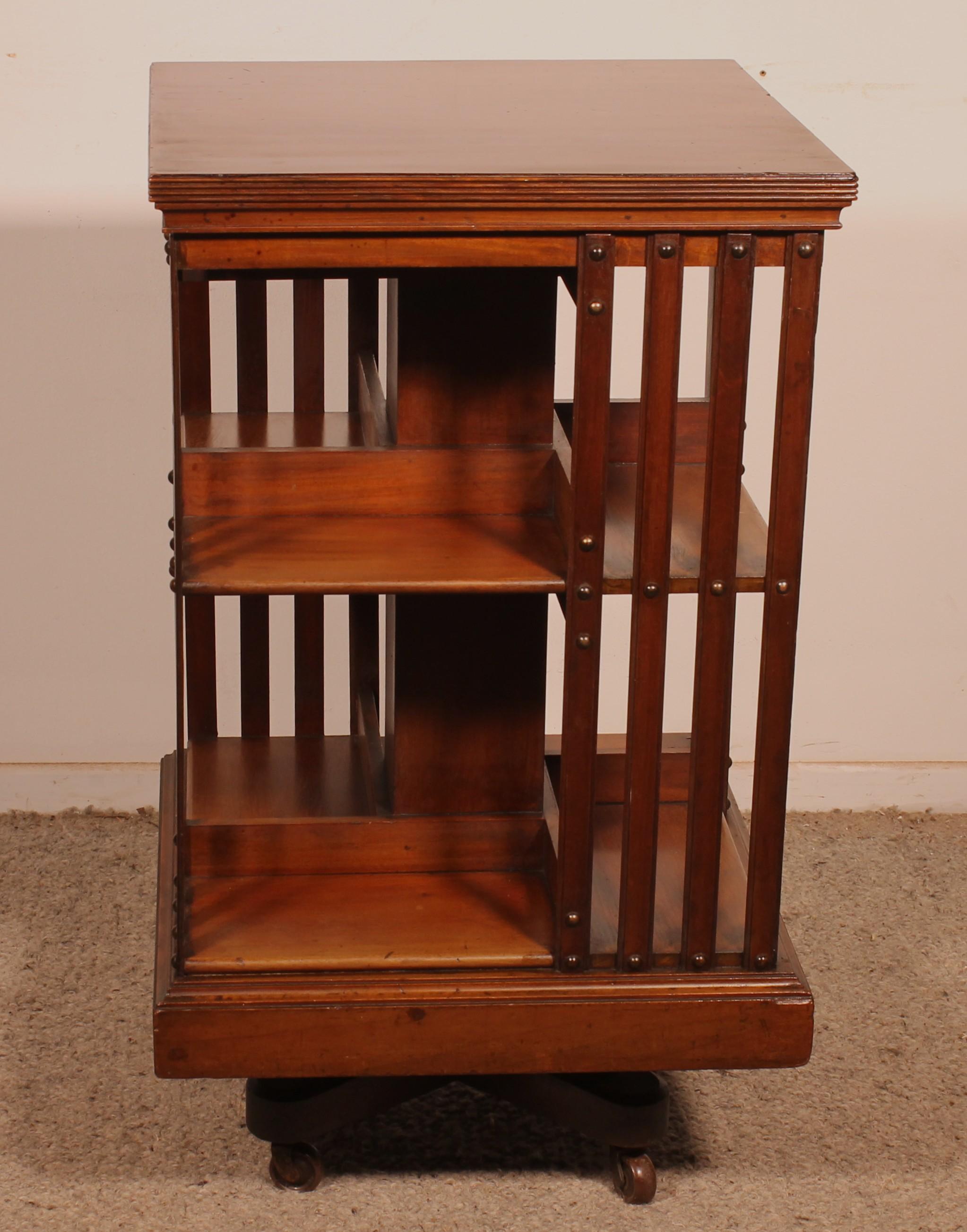 British Revolving Bookcase With Iron Base - 19th Century For Sale