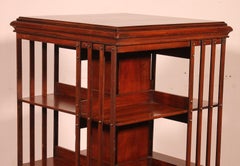 Revolving Bookcase With Iron Base And Inlays - 19th Century