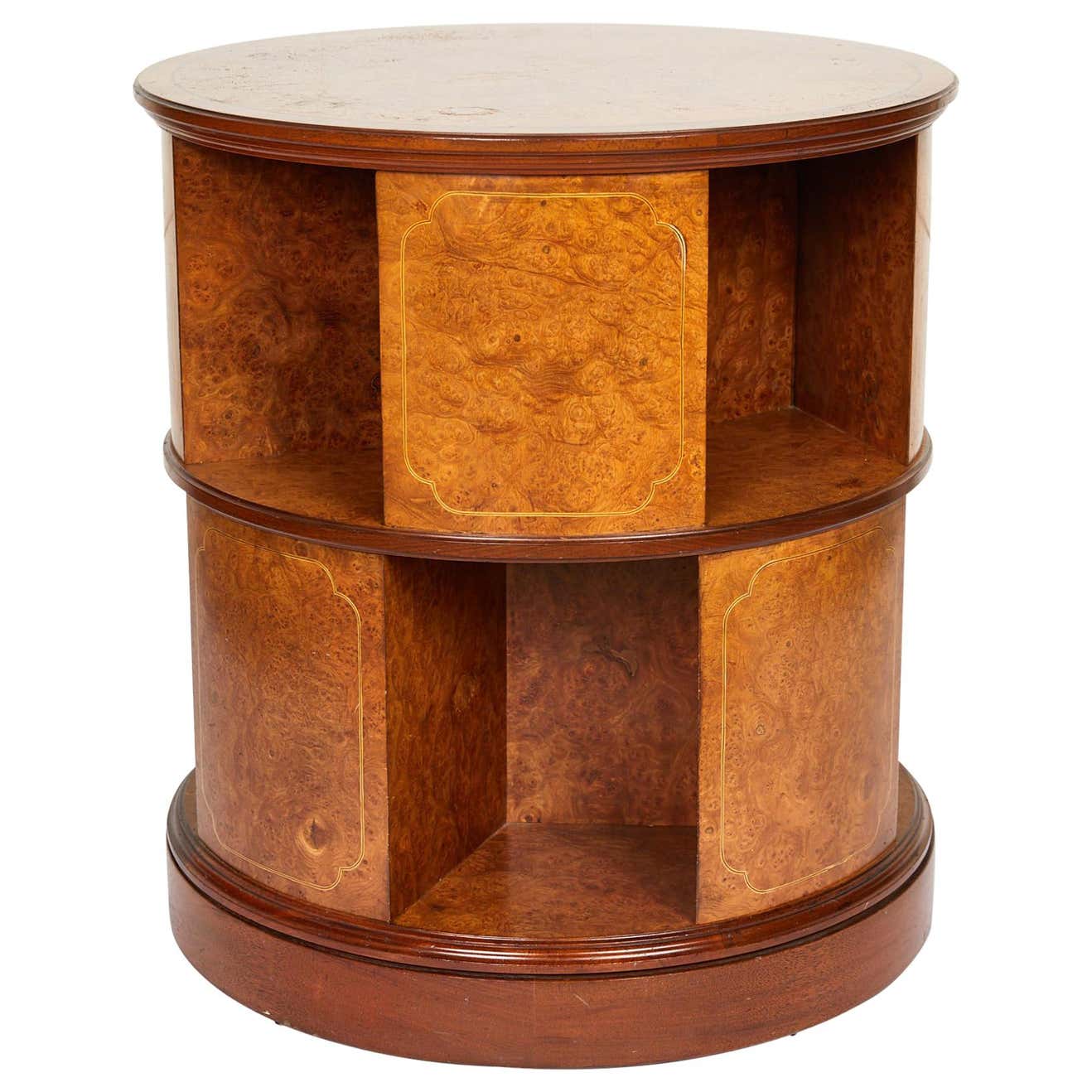 Revolving Circular Library Bookcase of Bird's-Eye Maple at 1stDibs