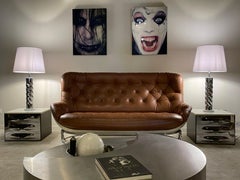 Coffee Table revolving Willy Rizzo TRG. Brushed Steel, Italy 1970. Mid-century