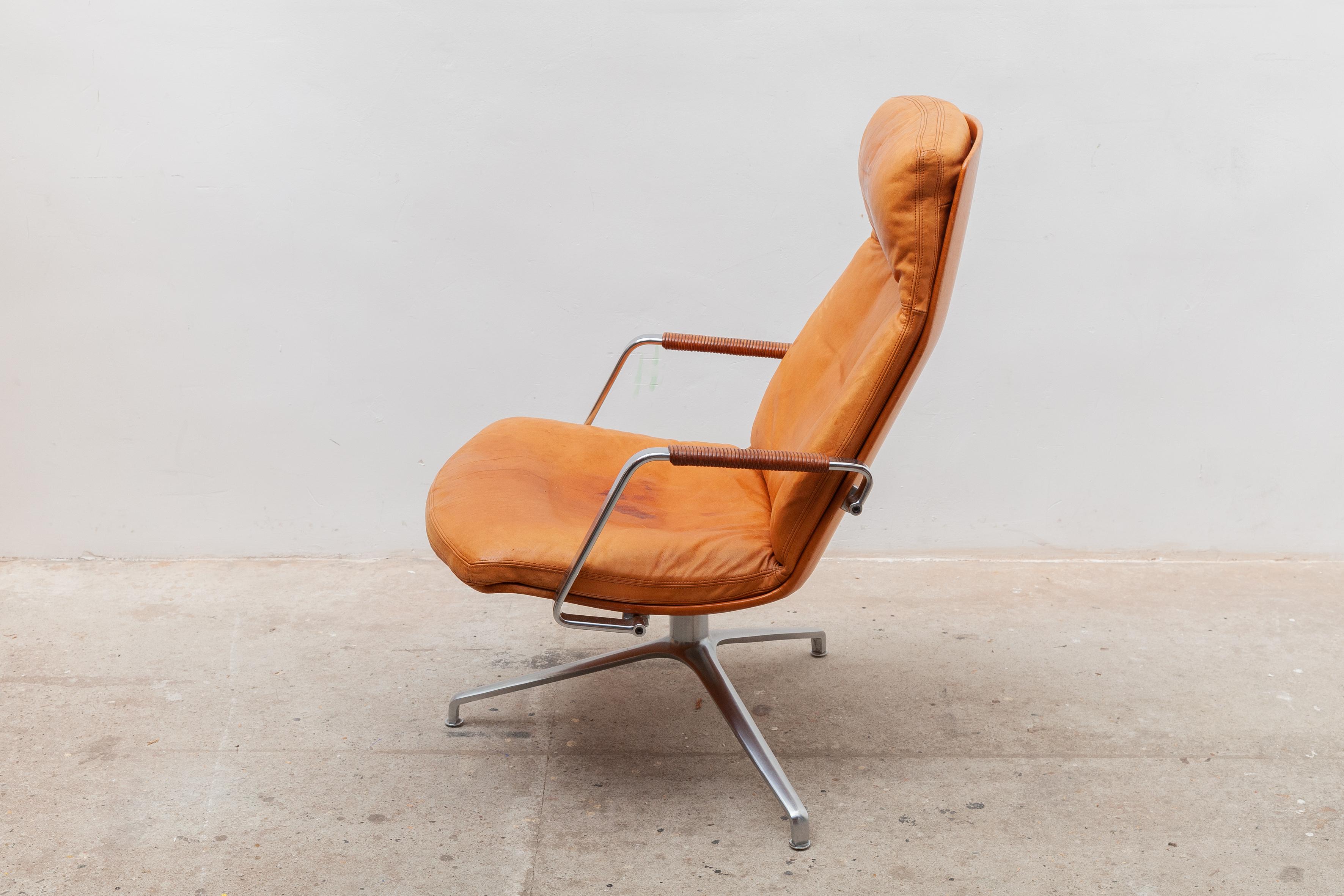 Late 20th Century Revolving Fk 86 Leather Lounge Chair by Preben Fabricius & Jørgen Kastholm 1970s