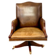 Vintage Revolving Leather Desk's Bergere Chair