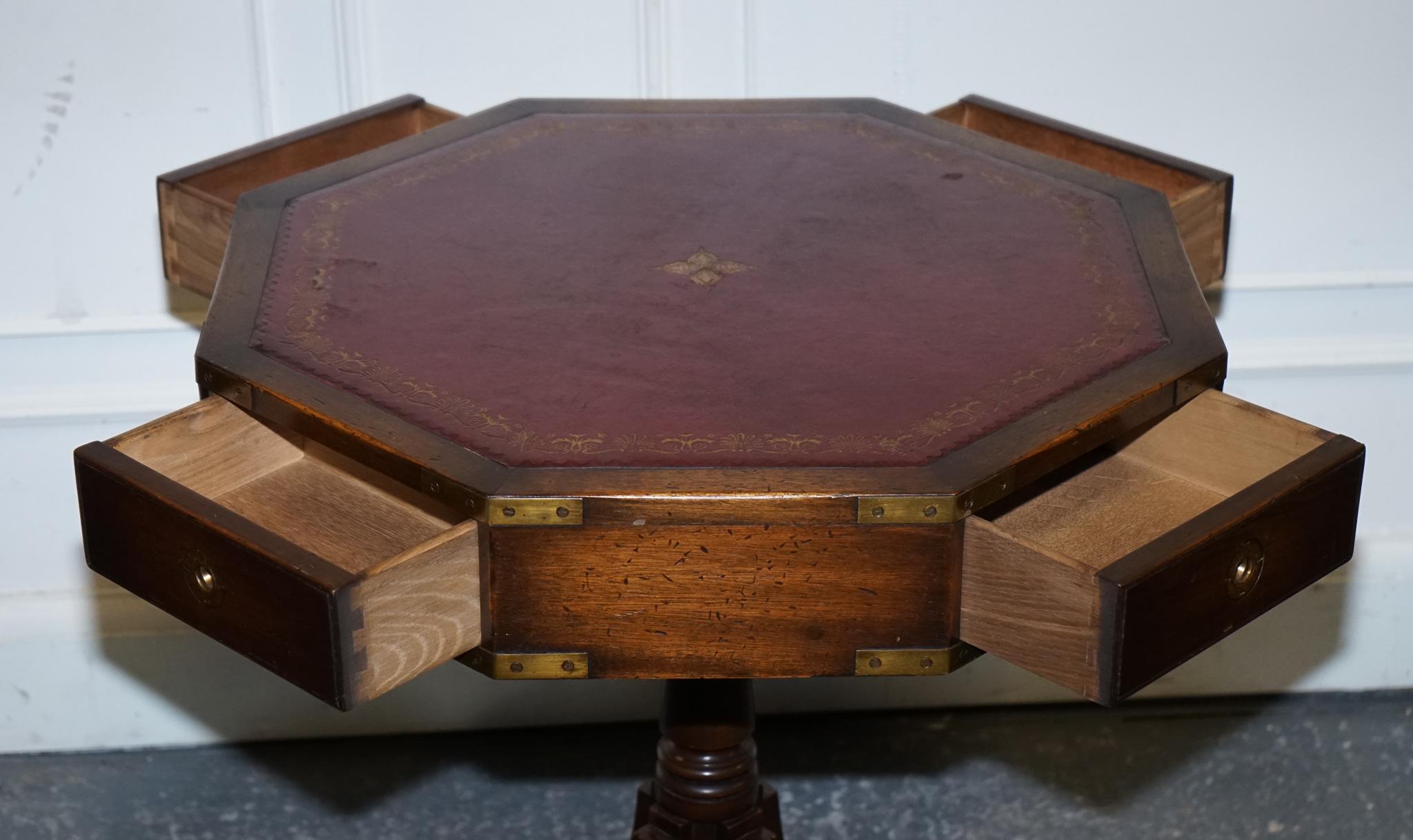 TABLE D'ENTRÉE REVOLVANTE DE CAMPAGNE MILITAIRE EN CUIR BOURGOGNE DRUM SiDE BEVAN FUNNELL en vente 3