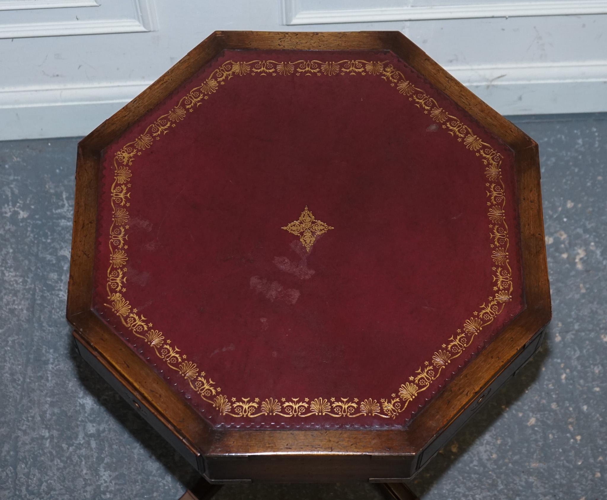 TABLE D'ENTRÉE REVOLVANTE DE CAMPAGNE MILITAIRE EN CUIR BOURGOGNE DRUM SiDE BEVAN FUNNELL en vente 4