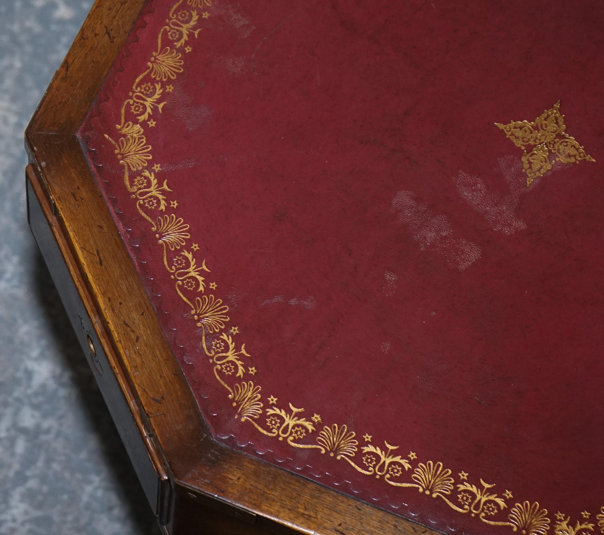 TABLE D'ENTRÉE REVOLVANTE DE CAMPAGNE MILITAIRE EN CUIR BOURGOGNE DRUM SiDE BEVAN FUNNELL en vente 5