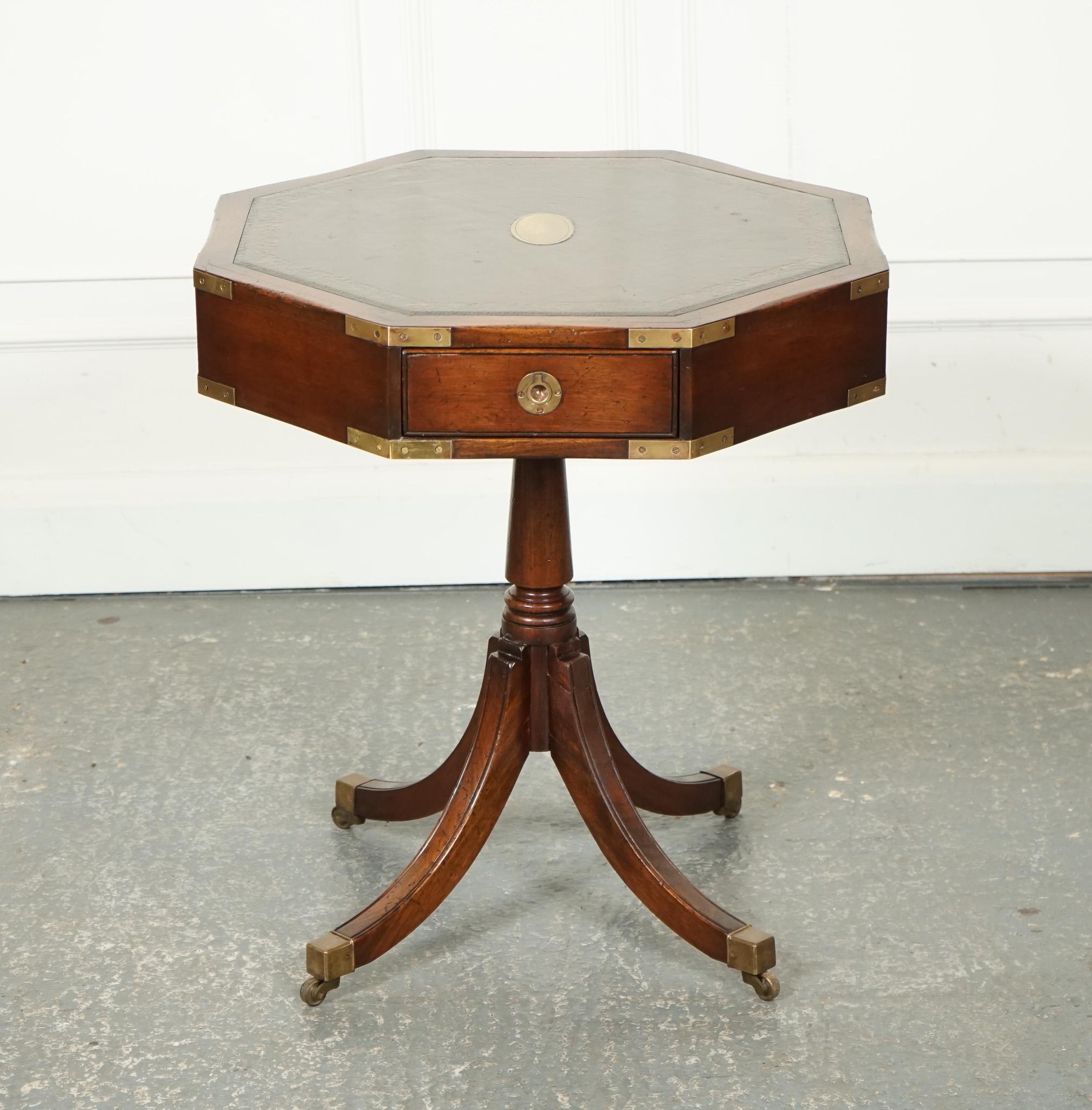 British REVOLVING MILITARY CAMPAiGN REGENCY STYLE DRUM SIDE END TABLE BEVAN FUNNELL For Sale