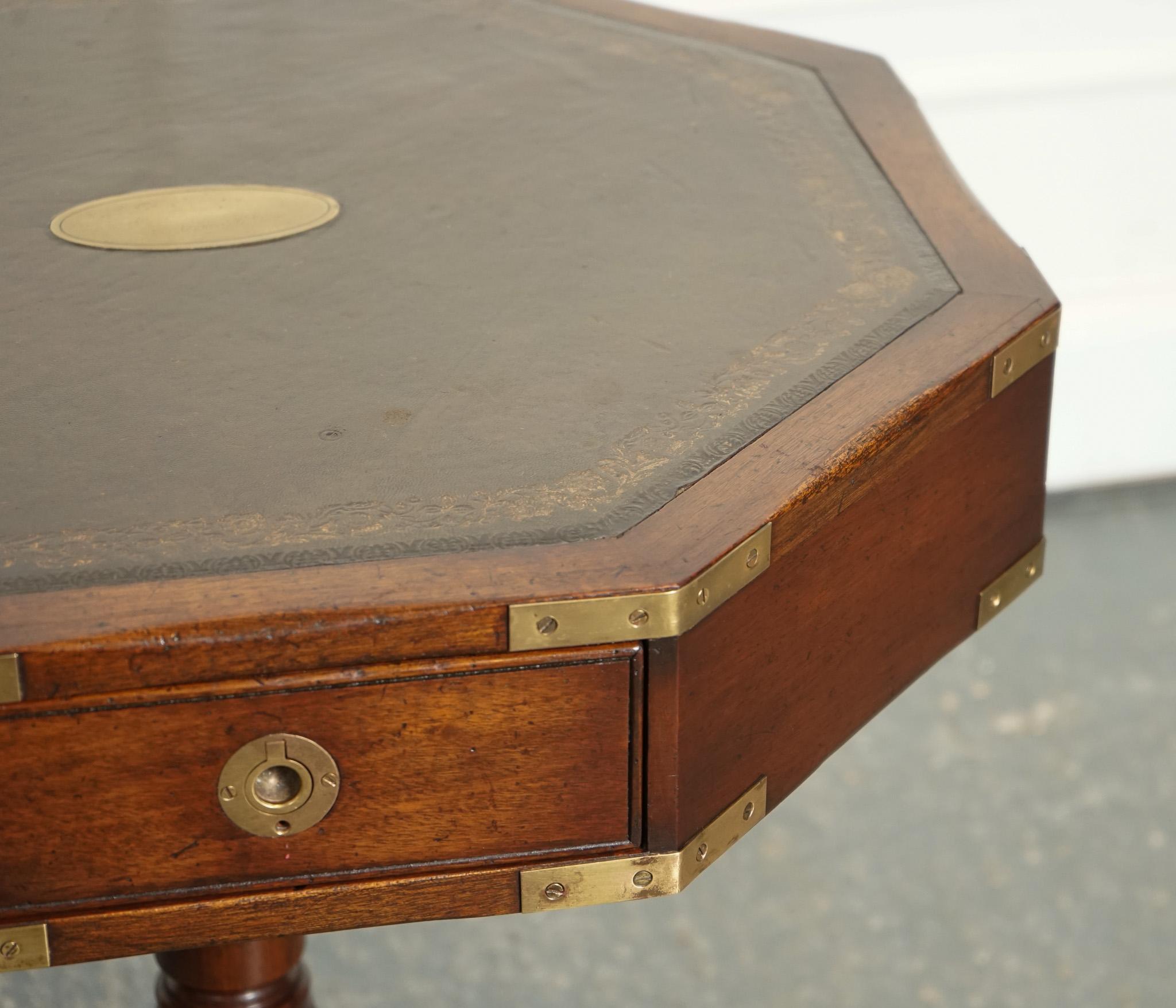 20th Century REVOLVING MILITARY CAMPAiGN REGENCY STYLE DRUM SIDE END TABLE BEVAN FUNNELL For Sale