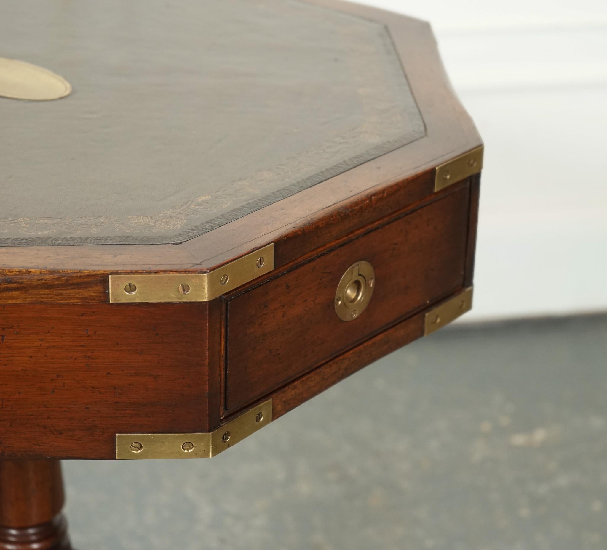 Leather REVOLVING MILITARY CAMPAiGN REGENCY STYLE DRUM SIDE END TABLE BEVAN FUNNELL For Sale