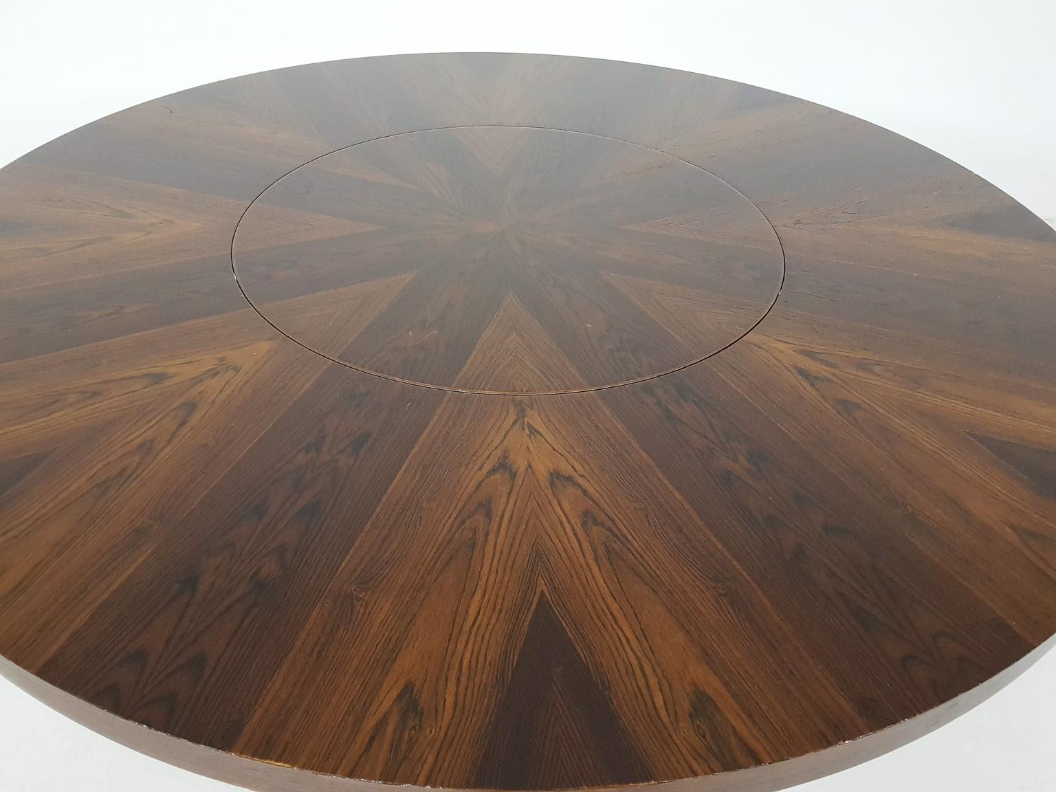Mid-20th Century Revolving Rosewood and Metal Round Dining Table by Emü, Germany, 1960s