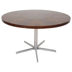 Vintage Revolving Rosewood and Metal Round Dining Table by Emü, Germany, 1960s