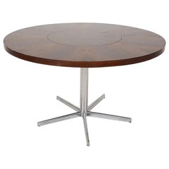 Vintage Revolving Rosewood and Metal Round Dining Table by Emü, Germany, 1960s