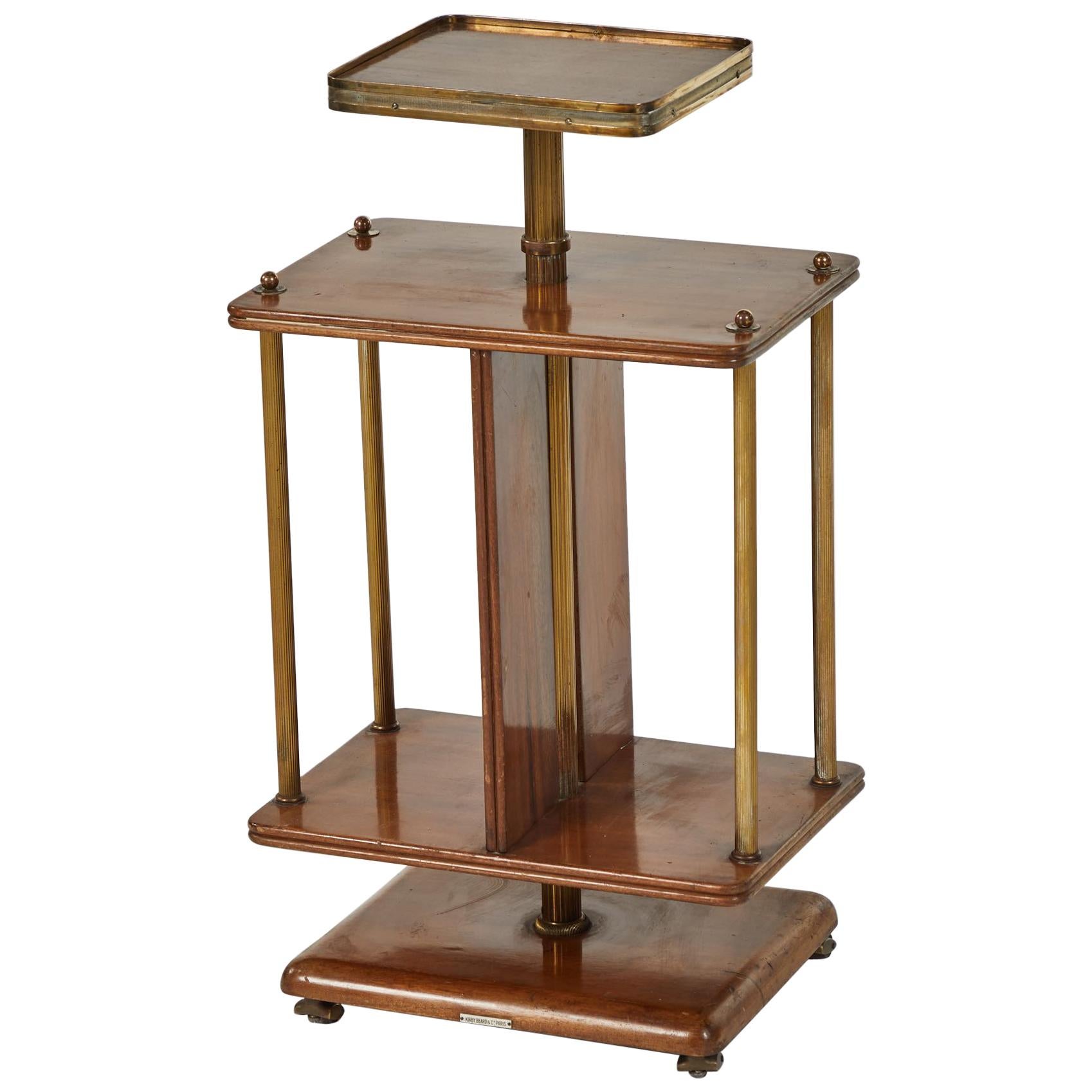 Revolving Side Table in Mahogany with Brass Trim