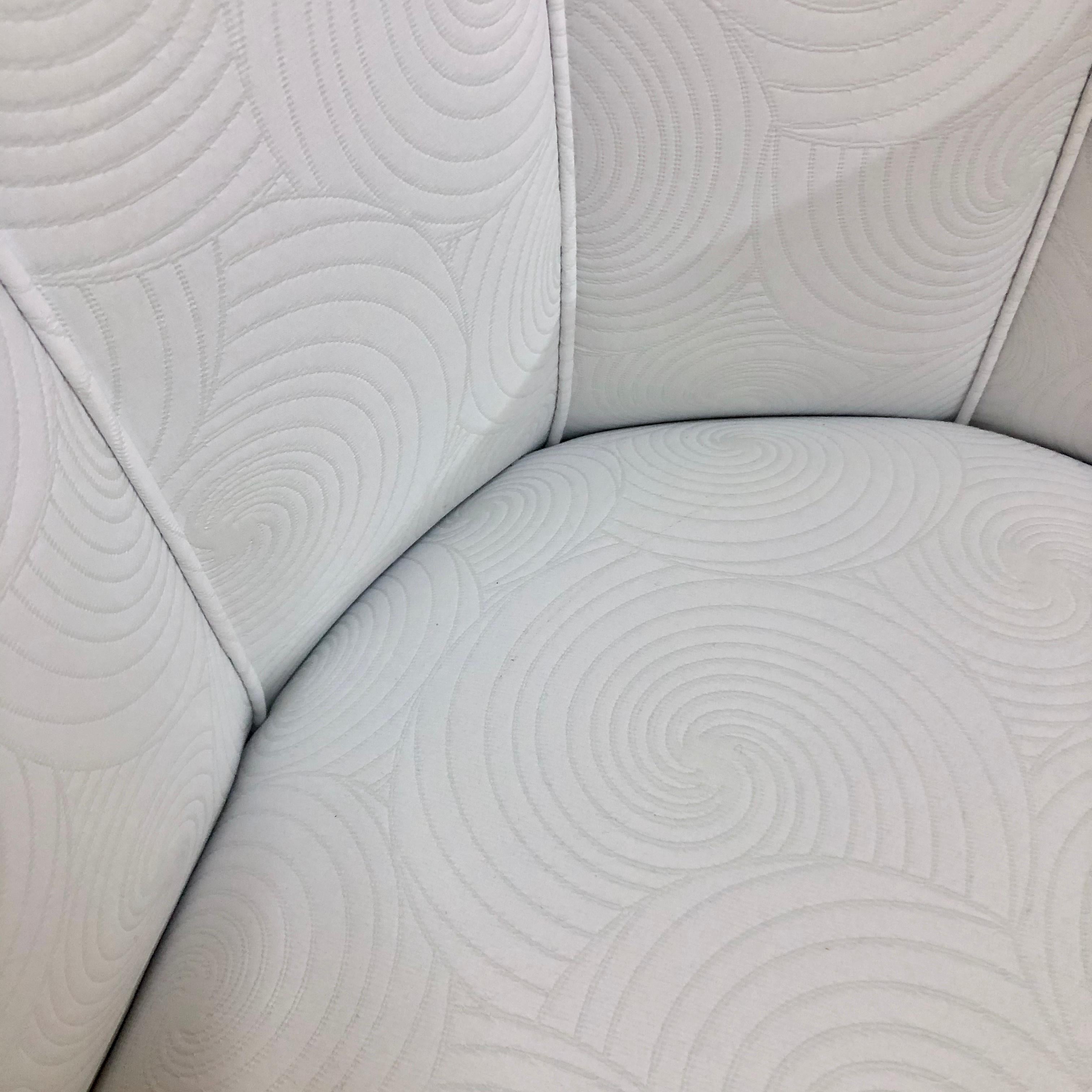 Fauteuil club de style Art Déco blanc en forme de tulipe avec panneaux de macassar Neuf - En vente à Ulm, DE