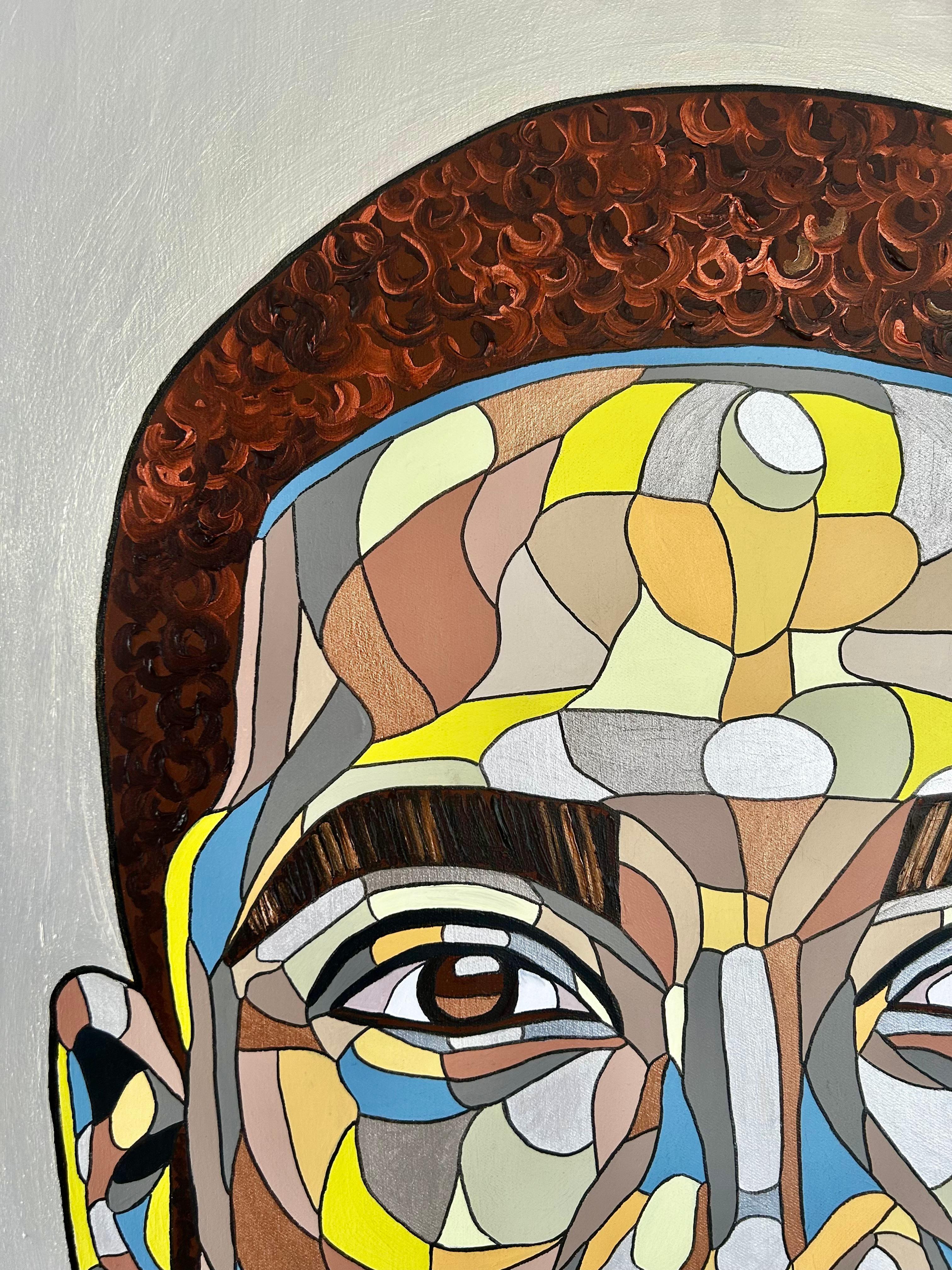 chinonso  Dios está siempre cerca - Figurative Painting Beige de REWA