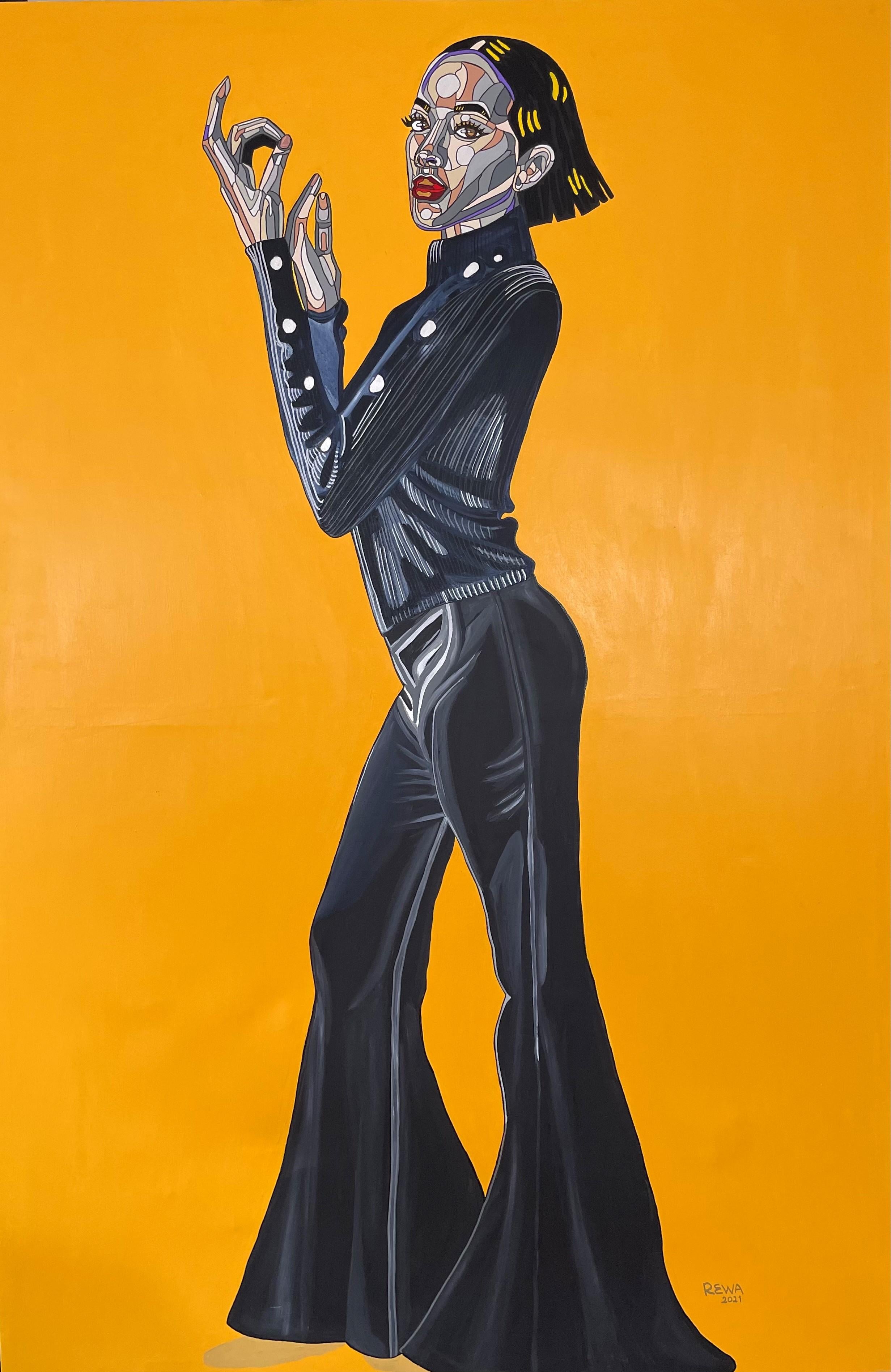 REWA Portrait Painting - Modern Ways - Somadina in Black