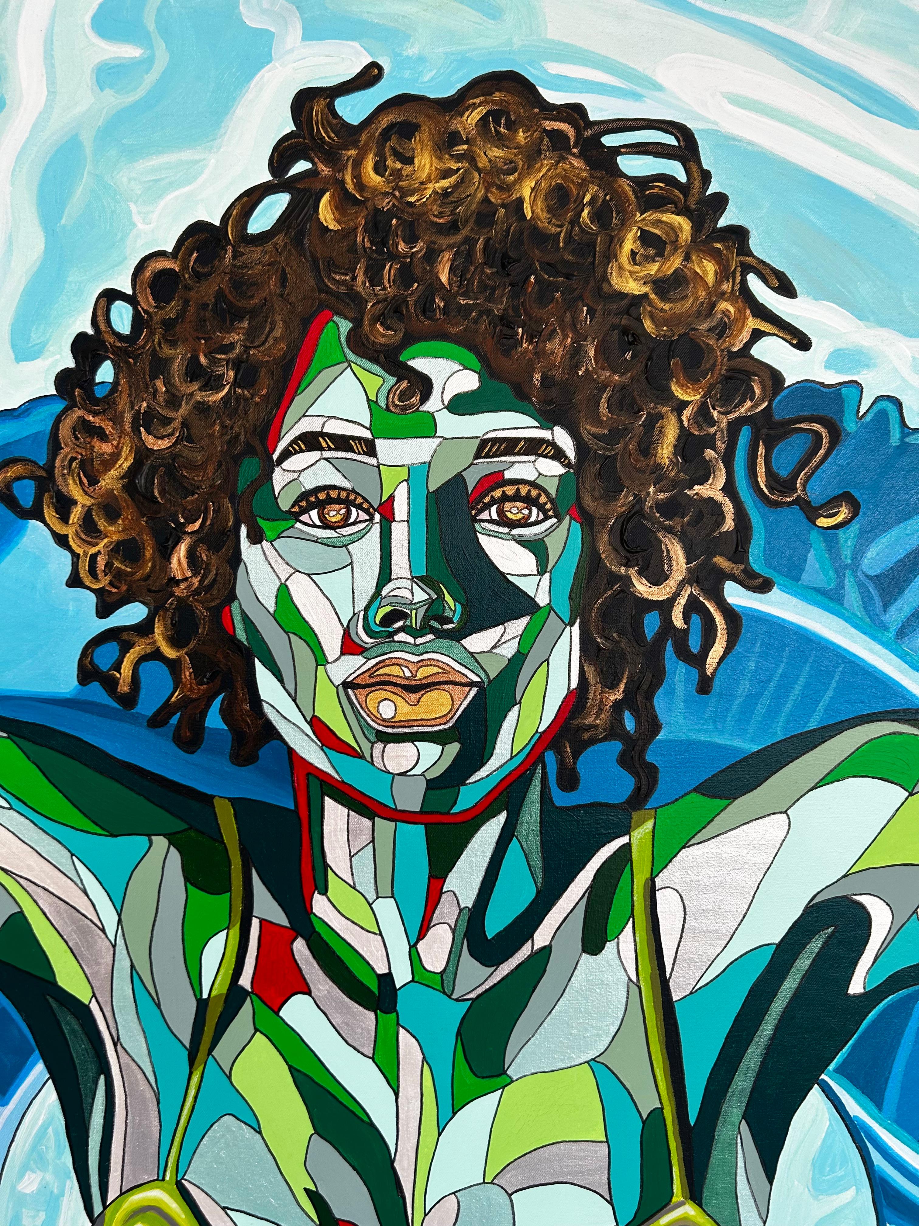 nwunye onye  Libertad - Figurative Painting Azul de REWA