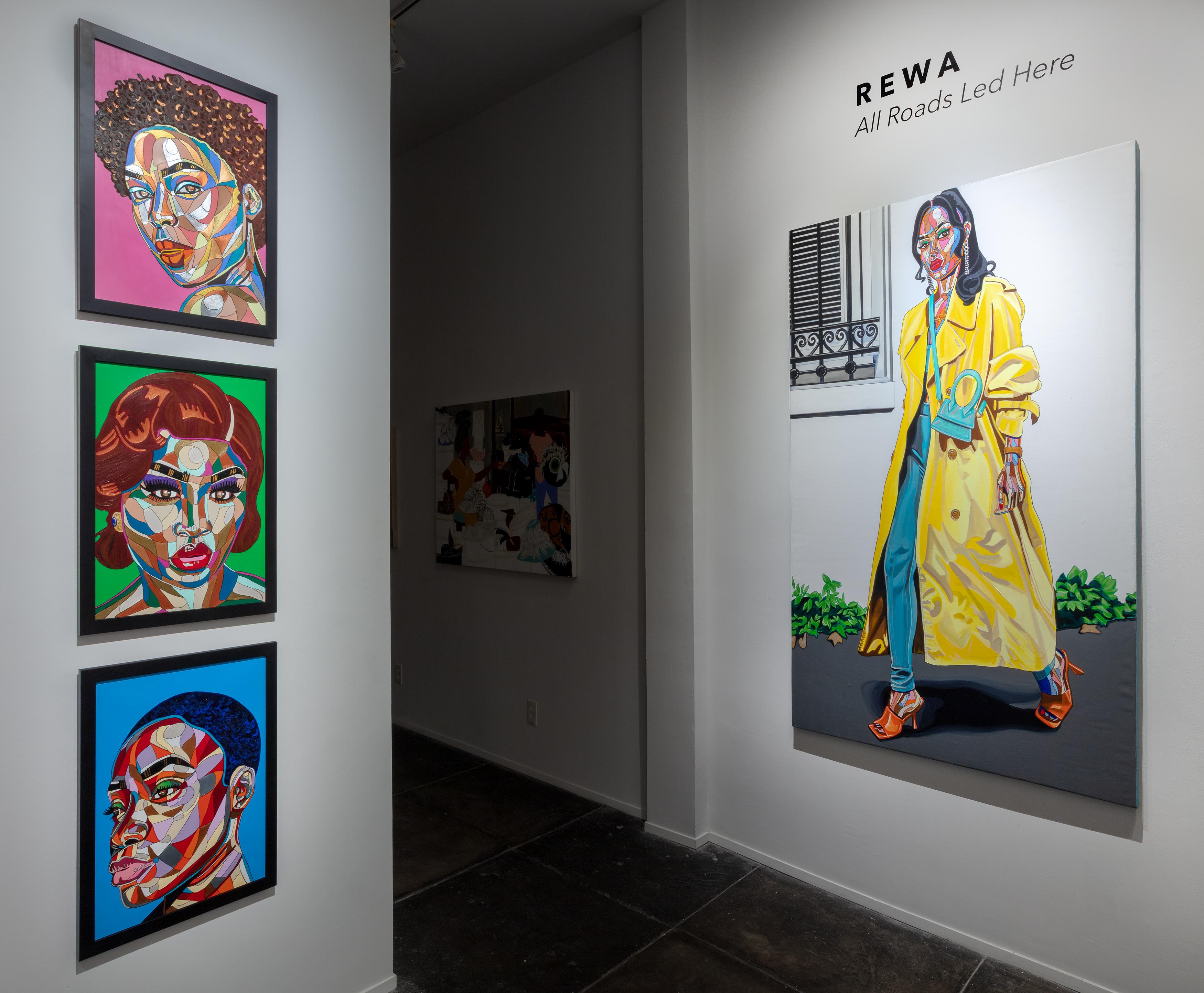 REWA says of her work…

Viewers largely label me under “Contemporary African Art”. I label my work as Igbo Vernacular Art. The reason for this is that I believe that I have created a truly original body of work that exists outside formal academic or