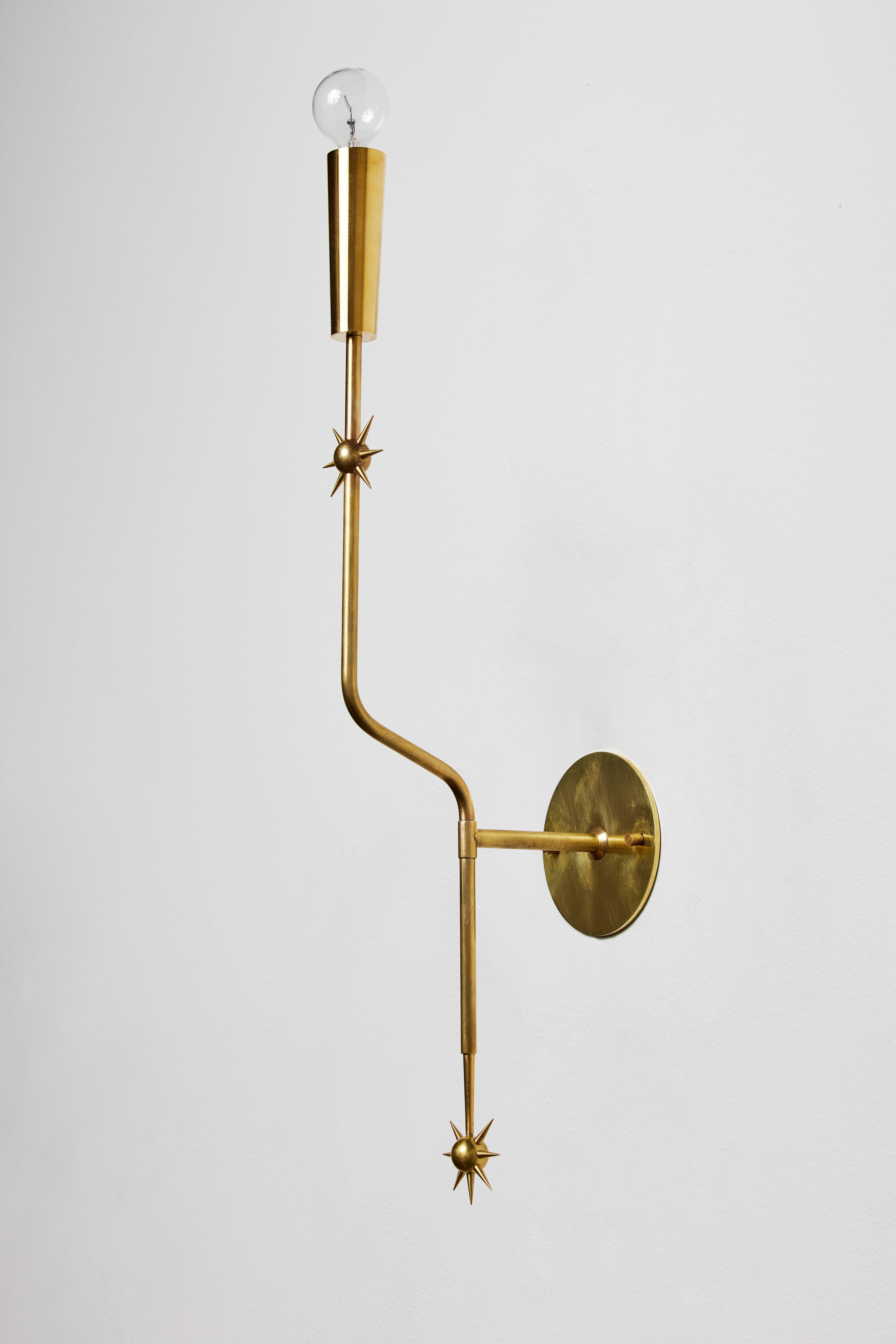 Rewire Custom Brass Sconce In New Condition For Sale In Los Angeles, CA