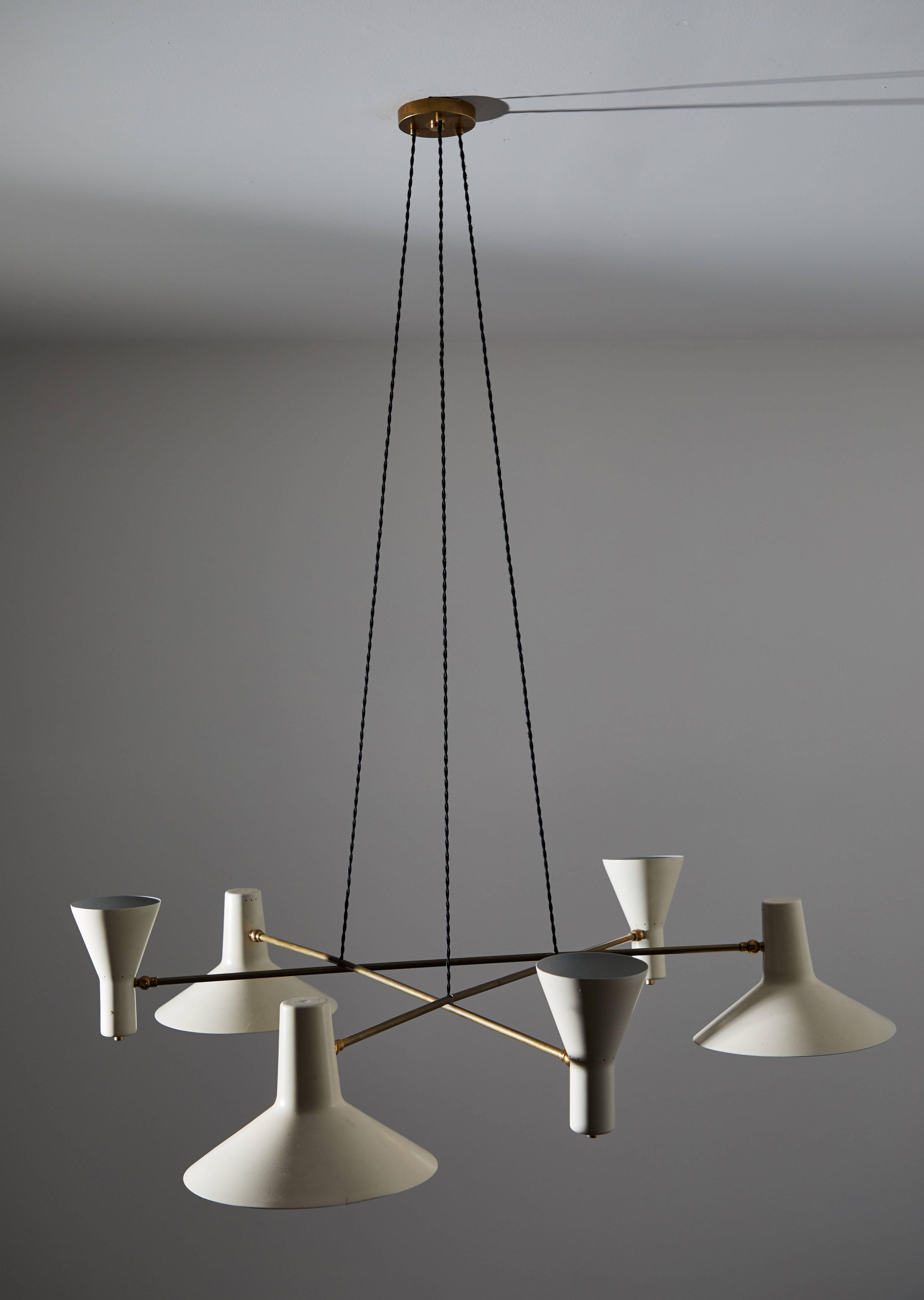 Mid-Century Modern Rewire Custom Six-Shade Chandelier For Sale