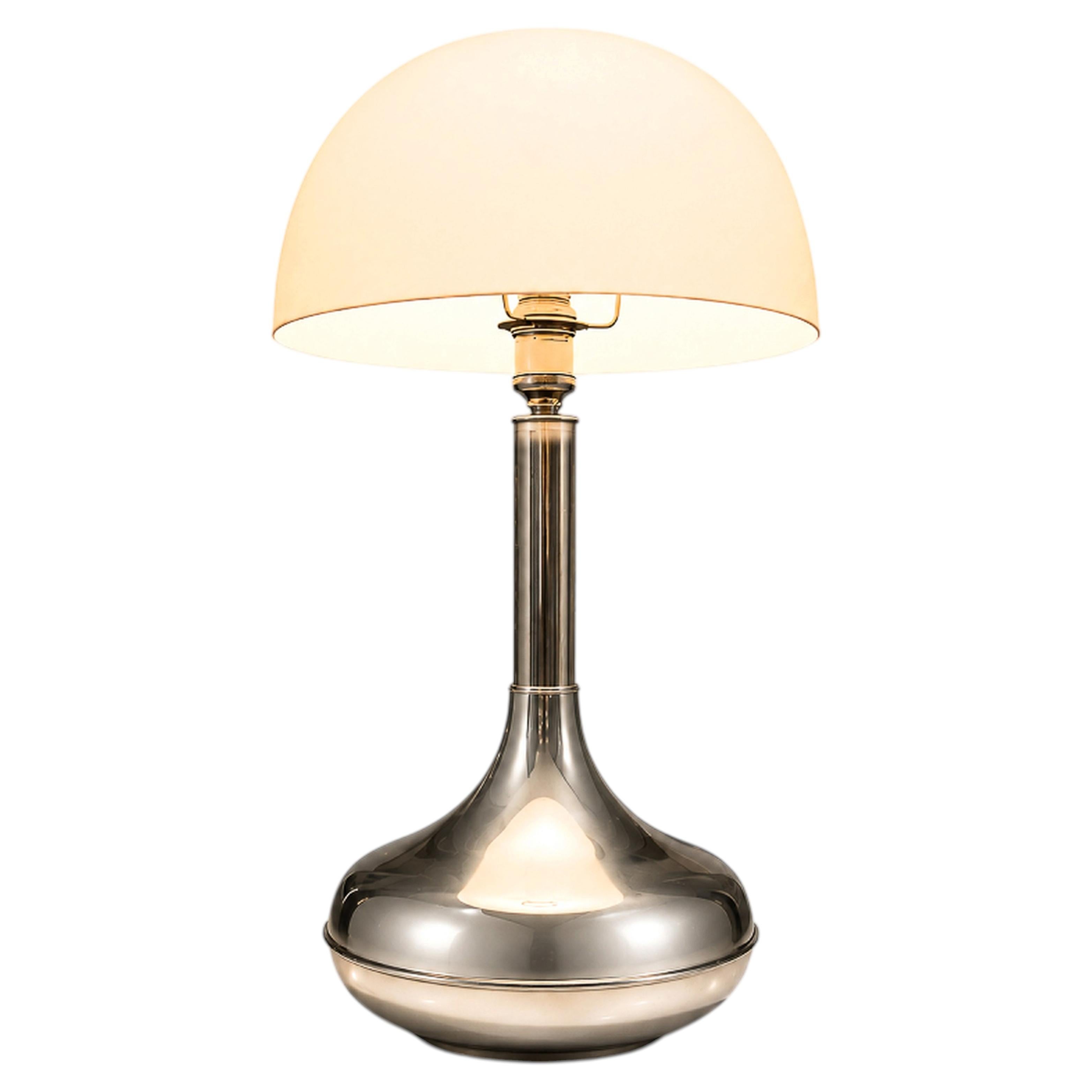 Rewired Brazilian Modern Table Lamp in Chrome Metal and Acrylic Shade, 1960s