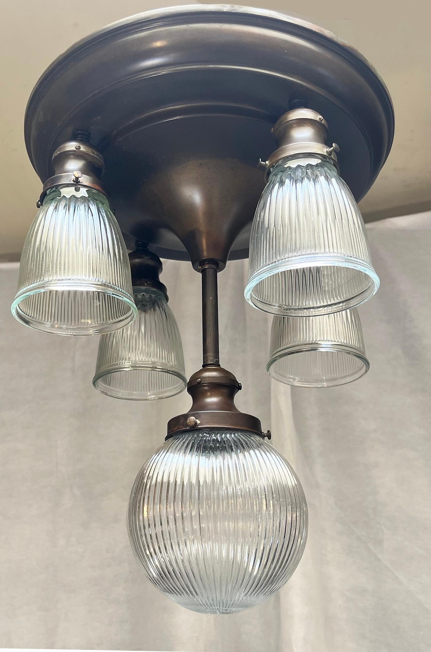 American Rewired Vintage Ceiling Pan Light, circa 1930 For Sale