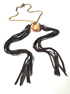 Reworked Vintage OOAK Petrified Wood on 1960's Hardware & Leather Tassels.