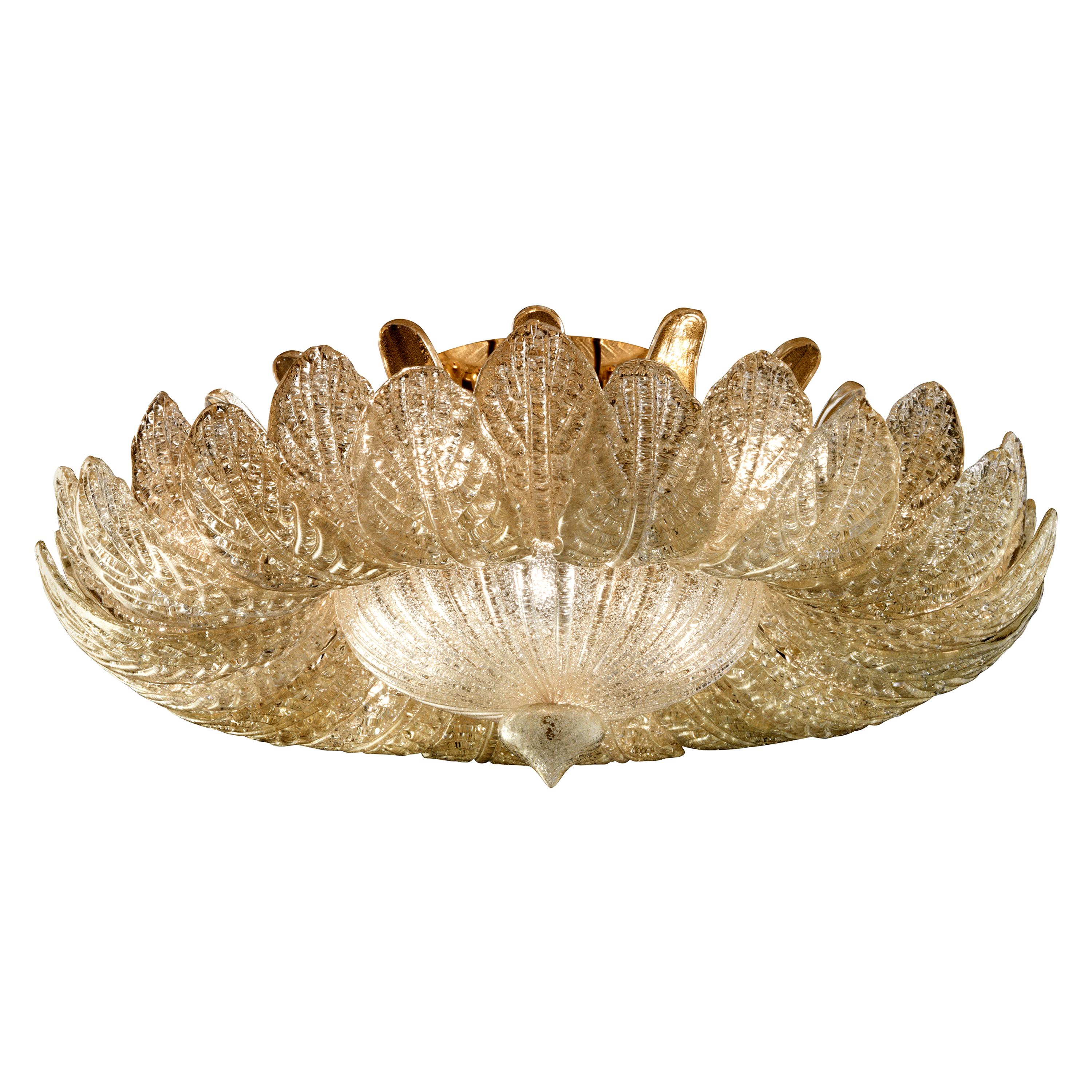 Gold (Golden_OR) Rex 5358 Ceiling Lamp in Glass and Polished Chrome, by Barovier&Toso