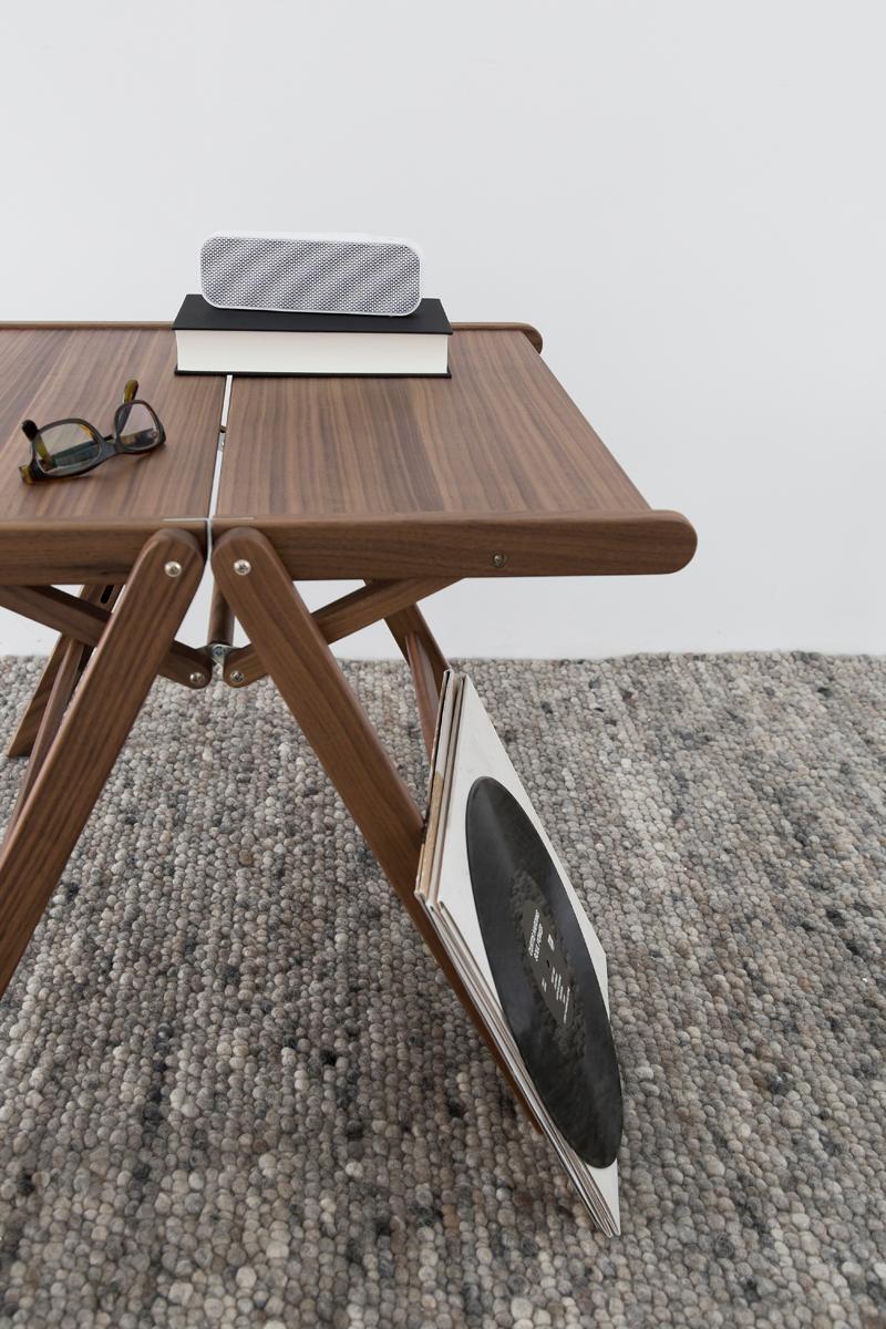 Contemporary Rex Coffee Table in Black Oak, Solid frame + Plywood, Mid-Century Modern Style For Sale