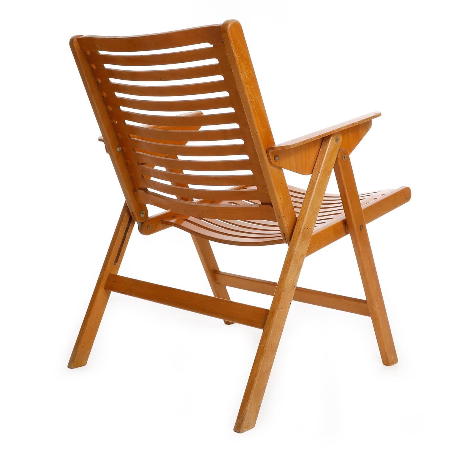 Rex Folding Chair Amrchair by Niko Kralj, Plywood Beech, 1952 at 1stDibs