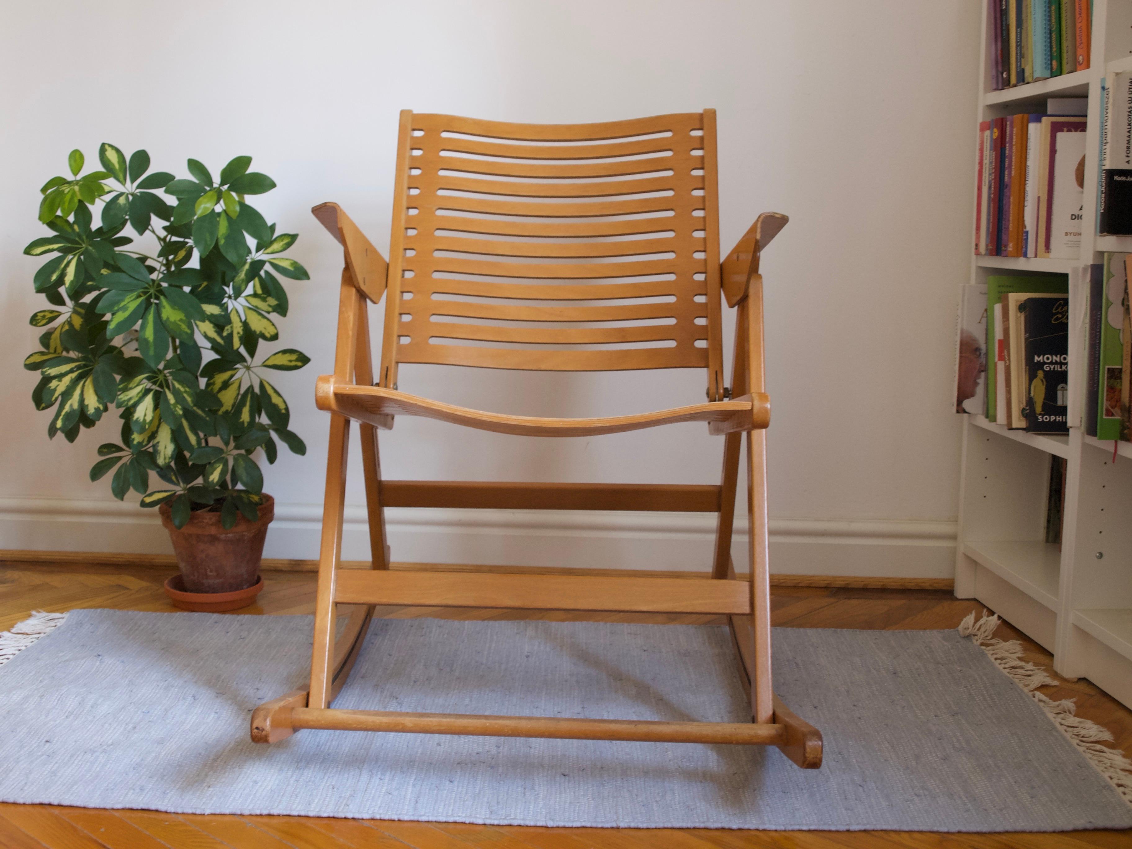 Beech Rex Folding Rocking Chair // Niko Kralj // Mid Century // Plywood Chair
