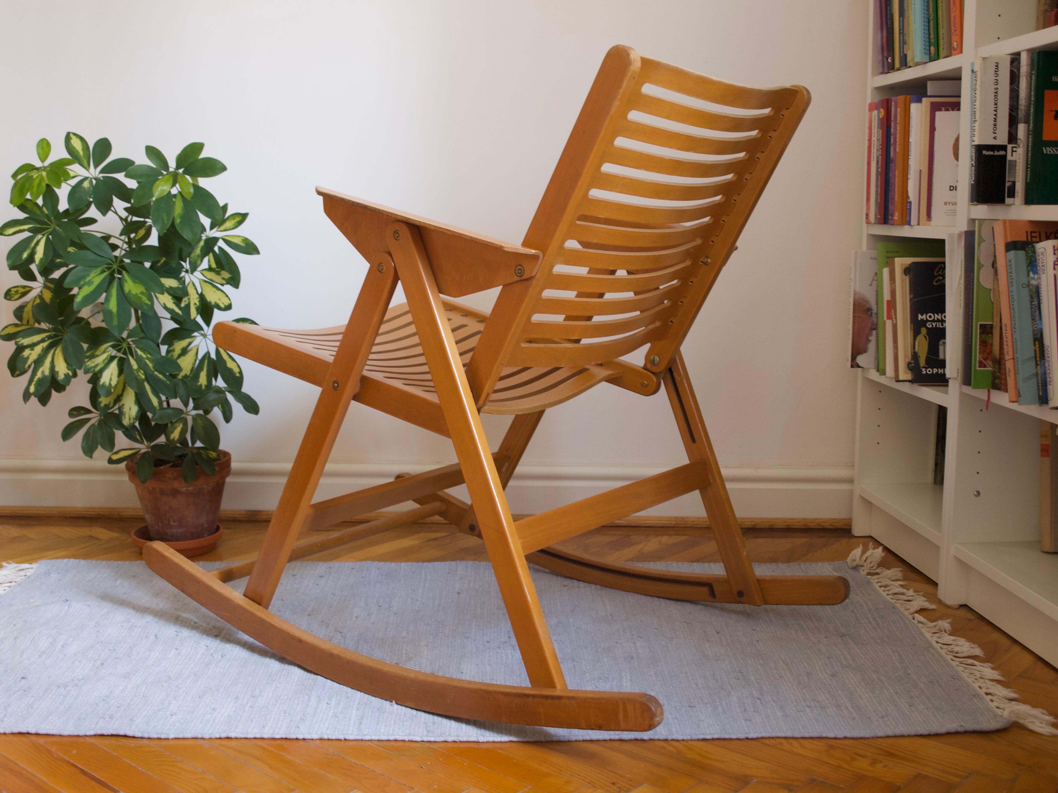 Woodwork Rex Folding Rocking Chair // Niko Kralj // Mid Century // Plywood Chair