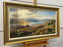 Oil Painting of a Scottish Loch in Inverness with Wild Deer by British Artist